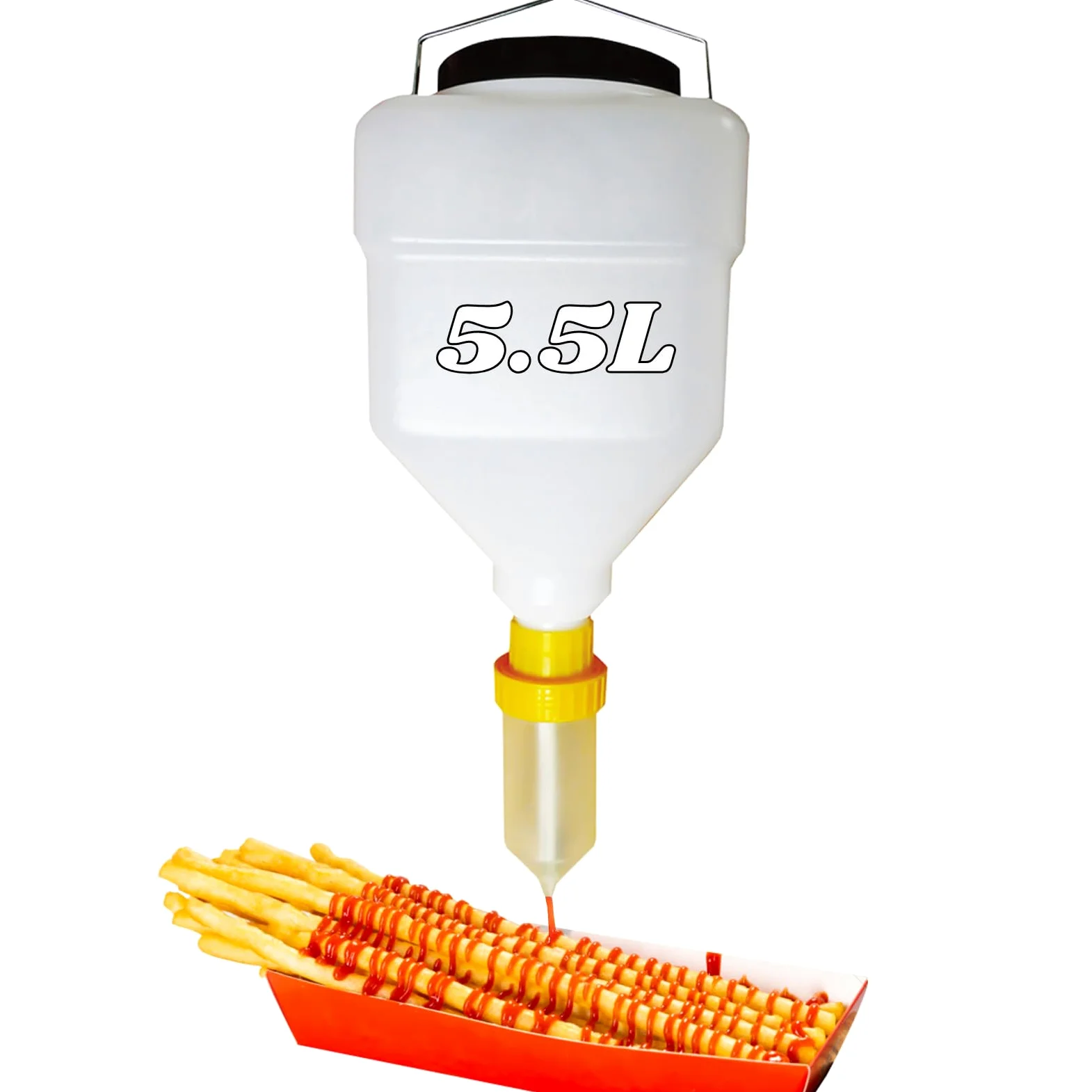 Bouteille à Épices à Suspendre, Recipient Sauce Presser Les Bouteilles de 5.5L, Bouteille Sauce Rechargeable Distributeur de Ketchup Anti-Fuite pour Restaurants Sauces d'assaisonnement Vinaigrette