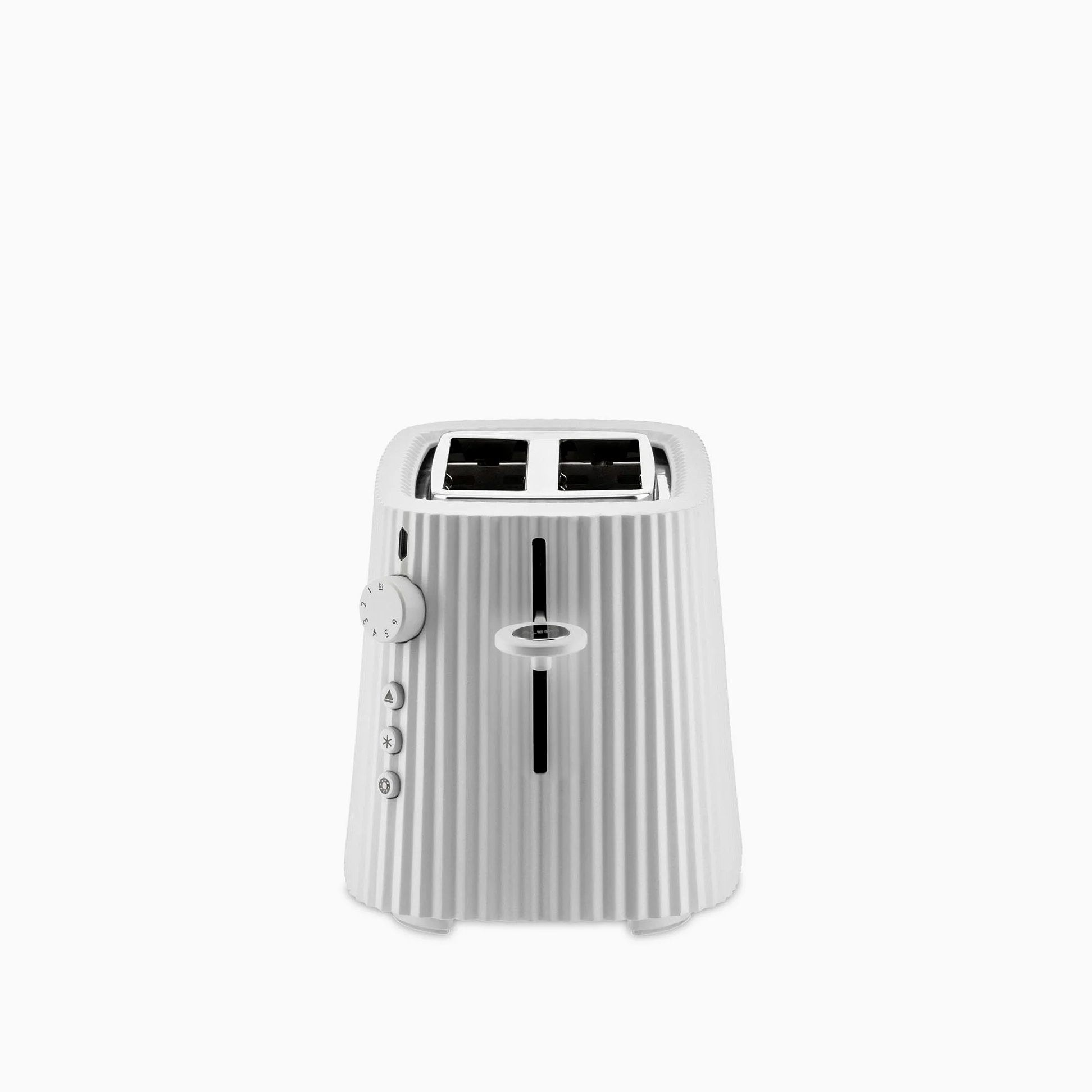Alessi Plissé MDL08 W - Grille-Pain Design, Six Niveaux de Dorure, en Résine Thermoplastique, Fiche Européenne 850 W, Blanc