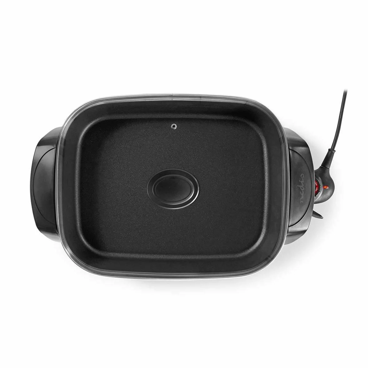 NEDIS Poêle à Frire Électrique - 2200 W - 7.0 L - Indicateur d'alimentation - Controle de la Température Réglable - 40 cm - Aluminium/Plastique - Noir FCSP110EBK40