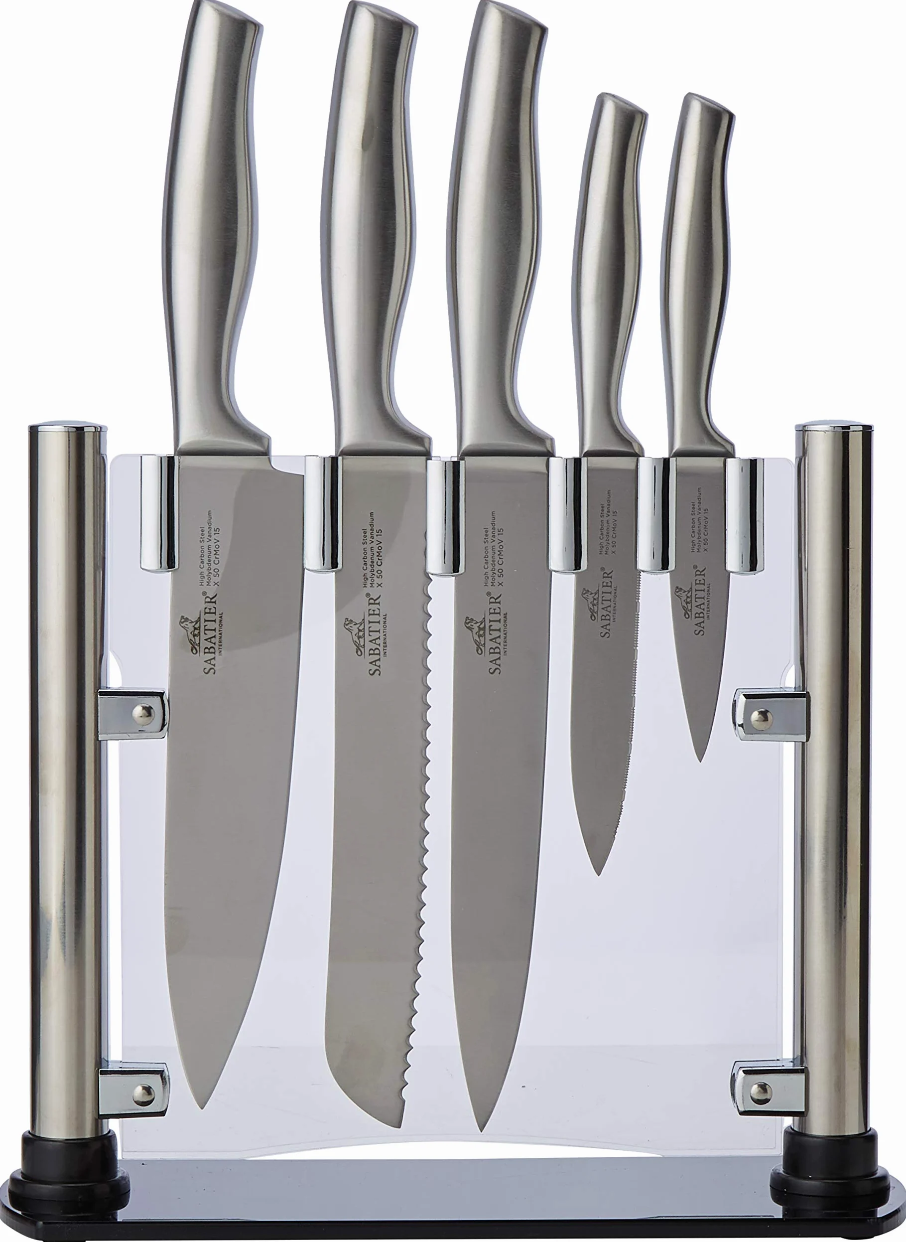 SABATIER – Bloc FUJI de 5 Couteaux ORYS Indispensables – Un Design Moderne pour Ranger et Protéger vos Couteaux au Quotidien.