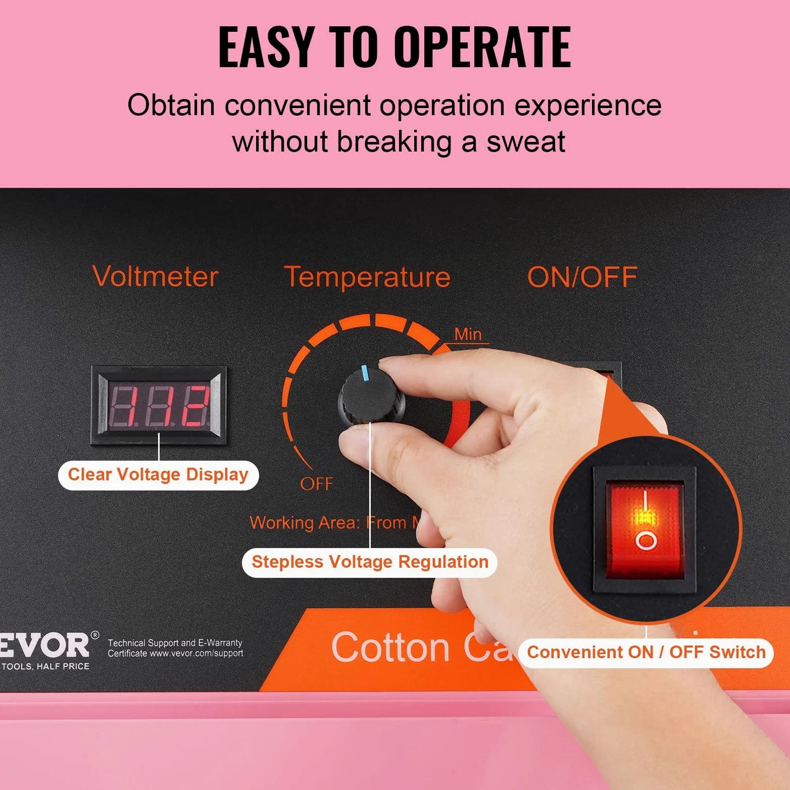 VEVOR Machine à barbe à papa électrique, 1000W, appareil à barbe à papa commercial avec bol en acier inoxydable et cuillère à sucre, parfait pour maison, anniversaire d'enfant, fête de famille (rose)