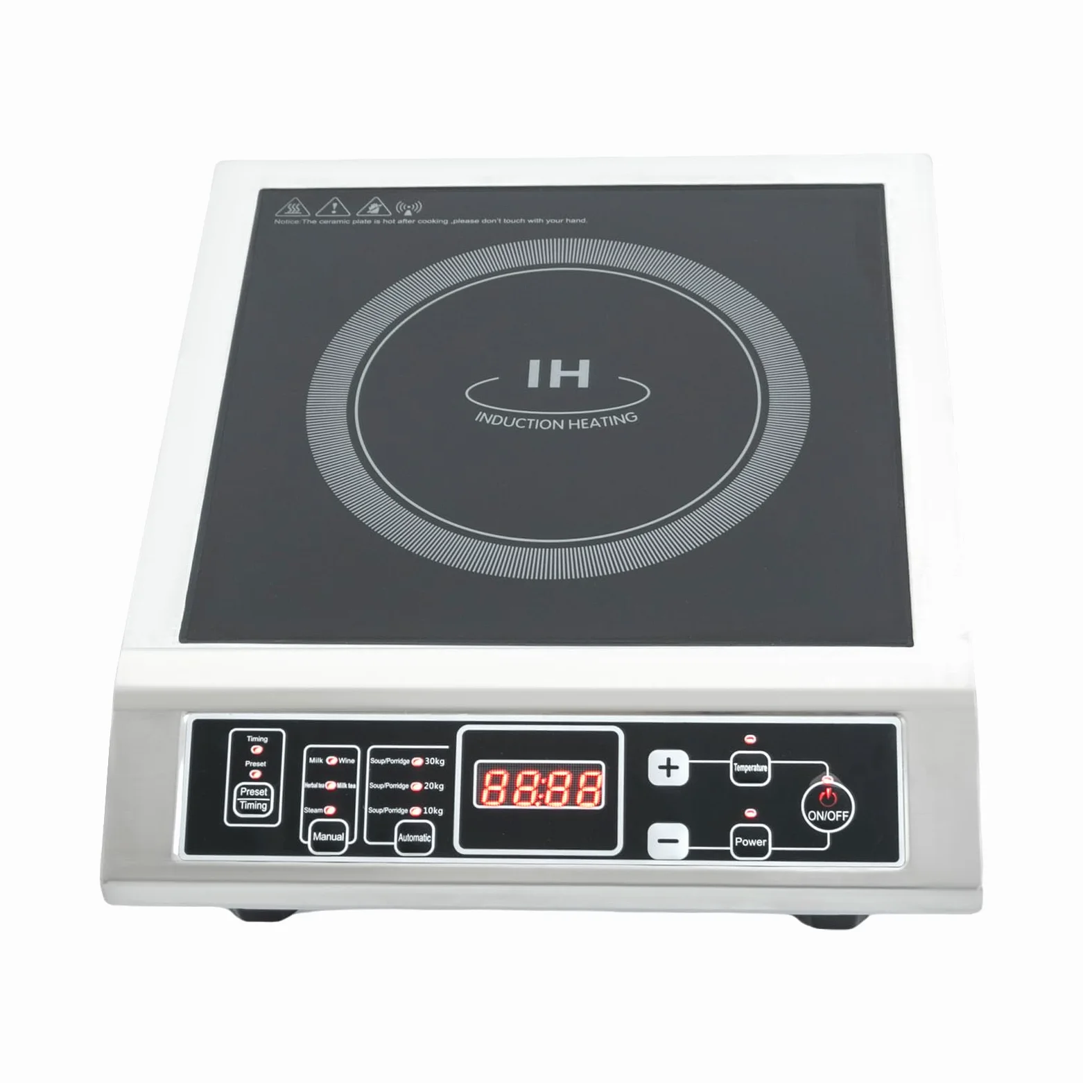 Plaque de cuisson à induction, 3500 W, plaque à induction professionnelle, 10 niveaux, minuterie 0-3 h, 80-300 °C, capacité de charge de 50 kg, plaque de cuisson pour gastronomie/hôtels