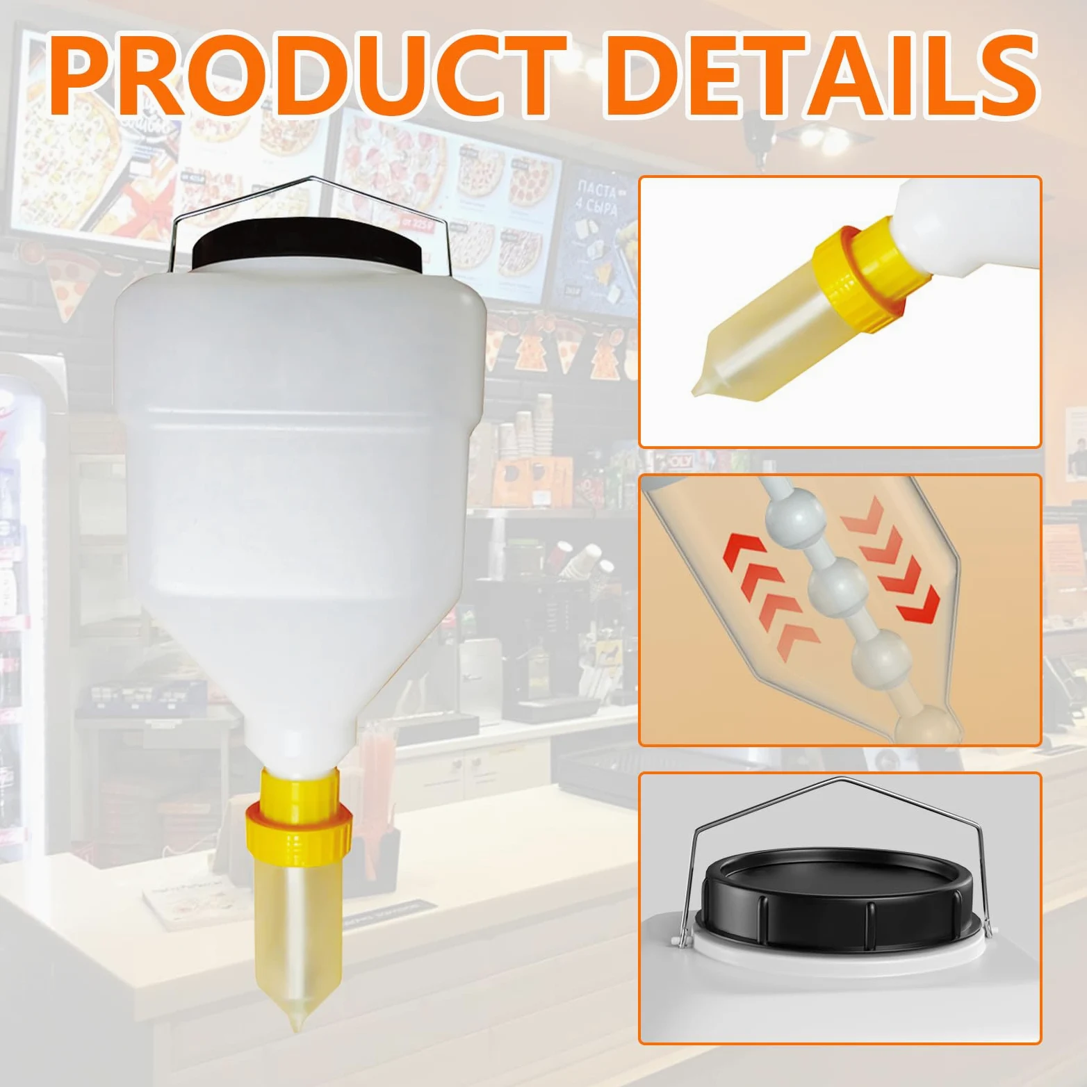 Bouteille à Épices à Suspendre, Recipient Sauce Presser Les Bouteilles de 5.5L, Bouteille Sauce Rechargeable Distributeur de Ketchup Anti-Fuite pour Restaurants Sauces d'assaisonnement Vinaigrette