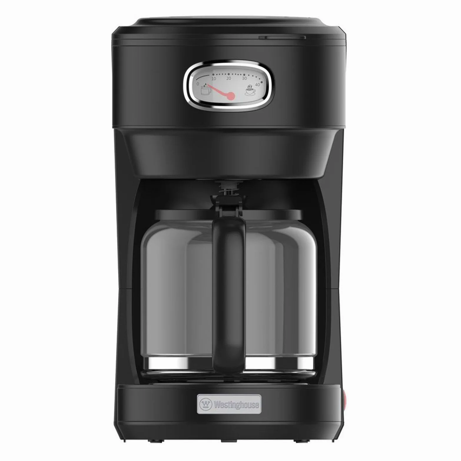 Westinghouse Rétro Cafetière Filtre, Cafetière Pour 10 Tasses, Carafe en Verre, Filtre Permanent, Système Anti-Goutte, Fonction Maintien au Chaud, Noir
