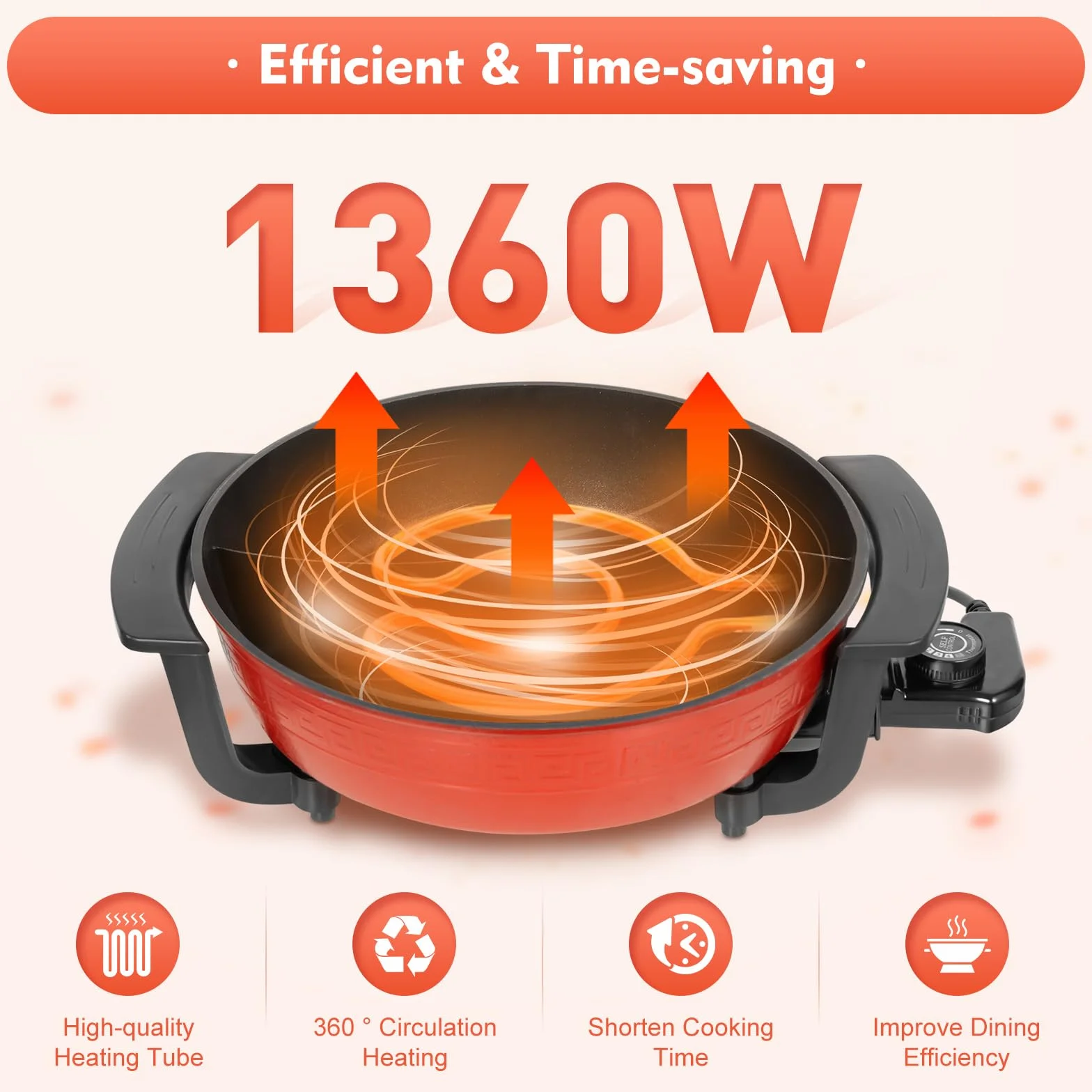 shabu Hot Pot à feu, avec cloison et couvercle, 6 l, pot à soupe électrique domestique, 1300 W 220 V
