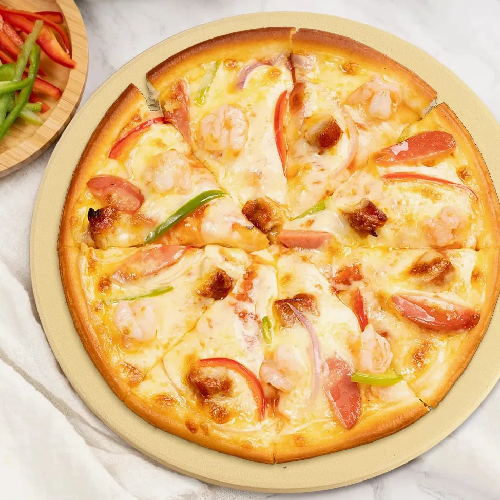 homEdge Ensemble de Pierre à Pizza, Pierre de Cuisson en Cordiérite Ronde Robuste pour Pain, Pizza, Pierre de Cuisson avec Pelle à Pizza pour Four et Grill-33cm (Diamètre)