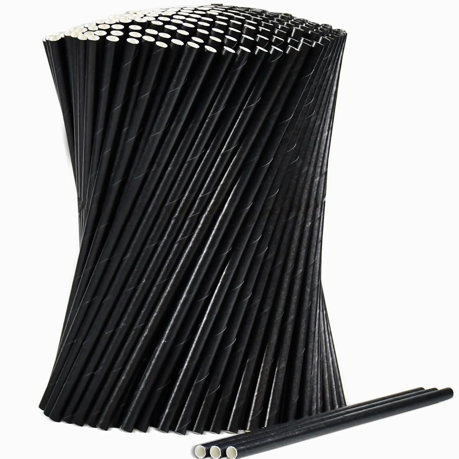 Lot de 1000 pailles en papier biodégradables pour cocktail Noir 19,7 cm x 0,6 cm Pour bars et restaurants