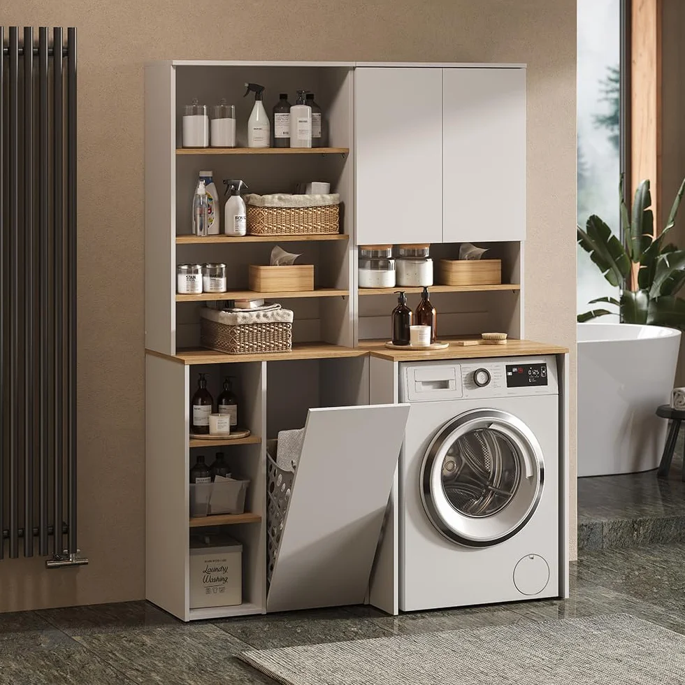 Vicco Armoire Murale Viktor, Blanc/Artisan, 68x100.4cm avec des étagères Ouvertes, à Monter au Mur pour Un Espace de Rangement supplémentaire dans la Salle de Bain