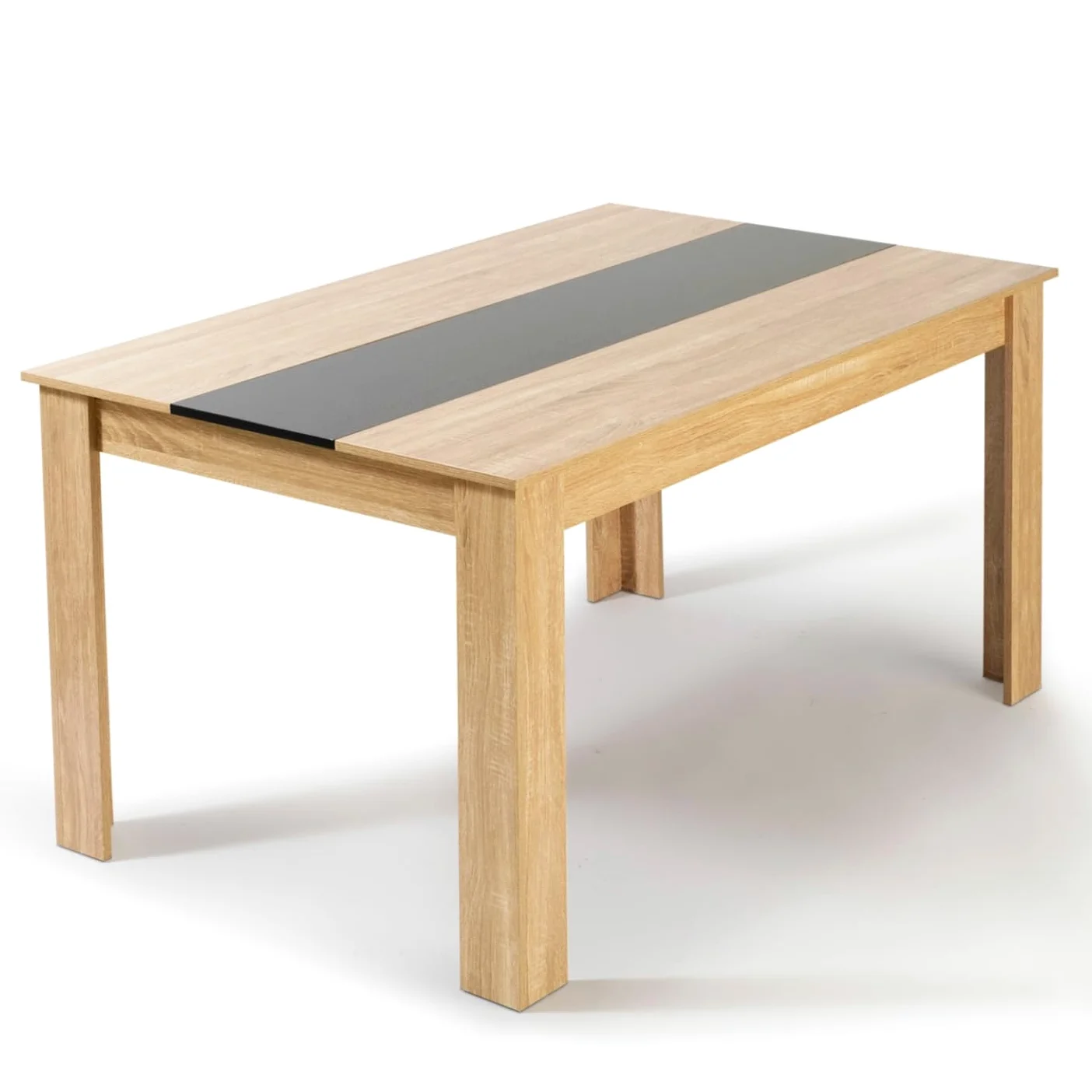 IDMarket - Ensemble Table à Manger Georgia 140 cm Imitation hêtre et Noire et 6 chaises Romane Noires