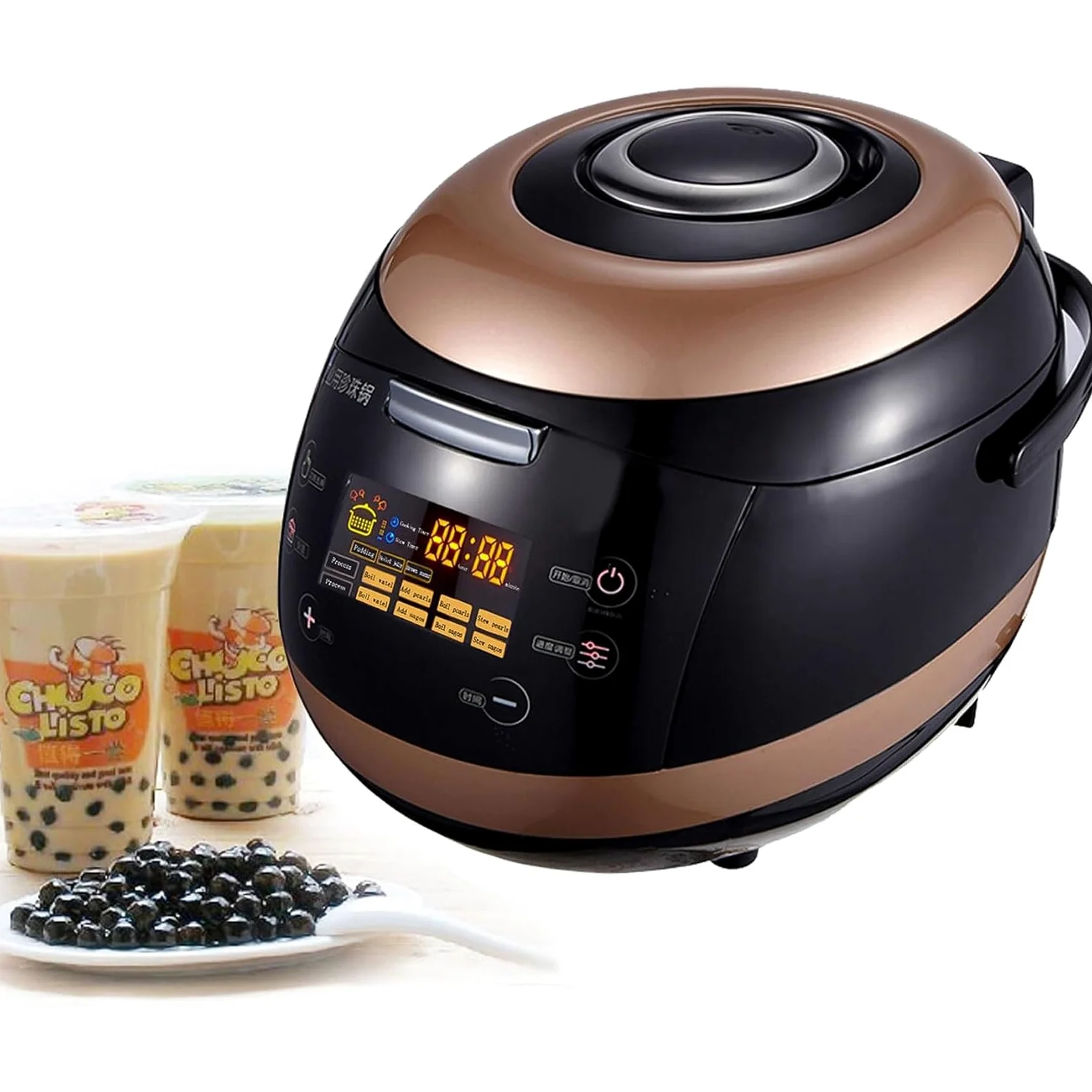 Machine à thé au lait Bubble Boba, machine commerciale de cuisson de perles de tapioca 5 L, chauffe-aliments en pot de perles, chauffage rapide 900 W, panneau de contrôle de température intelligent