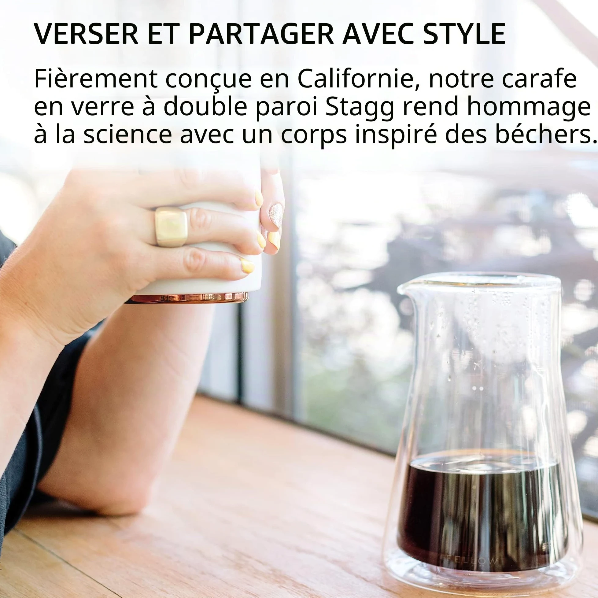 Fellow Stagg | Carafe à café à double paroi | Récipient pour préparation manuelle du café | Carafe en verre borosilicate soufflé à la main, pichet transparent | 600 ml