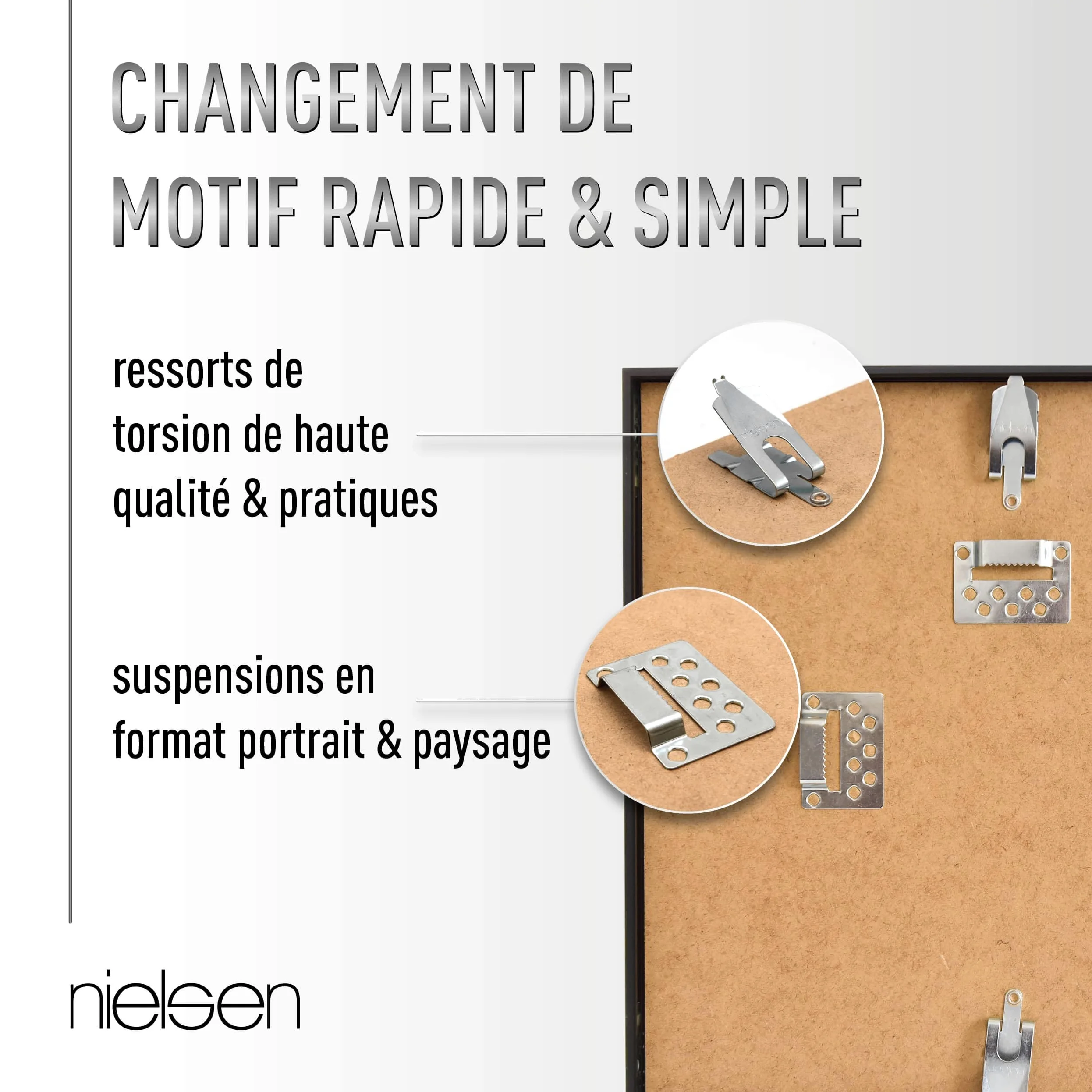 nielsen cadre disque, 31,4 x 31,6 cm, aluminium, Noir mat, cadre vinylepour accrocherau format paysage et portrait, verre synthétique, Vinyl Alu