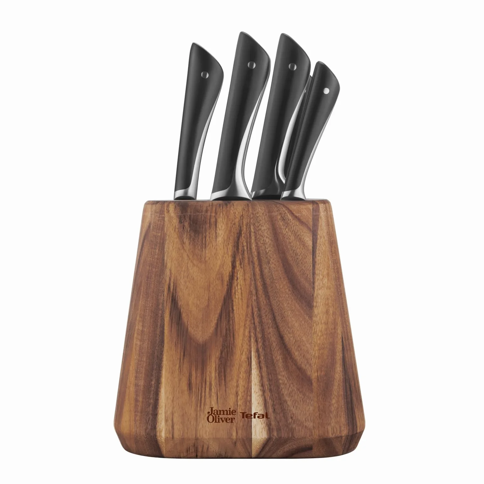 Tefal JAMIE OLIVER by Bloc + 5 Couteaux de cuisine, Chef 20 cm, Santoku 16.5 cm, Pain 20 cm, Utilité 12 cm, Office 9 cm K267S556