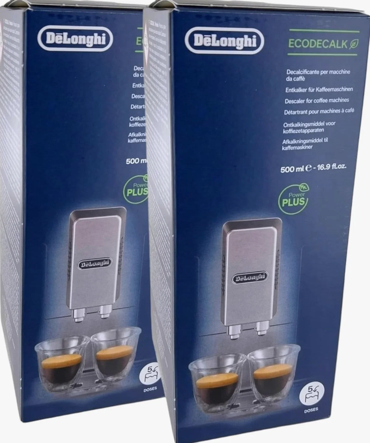 DL-pro Lot de 2 détartrants 500 ml pour machine à café DeLonghi 5513296041 SER3018 DLSC500 EcoDecalk avec brosse de nettoyage DL-pro pour machine à café automatique