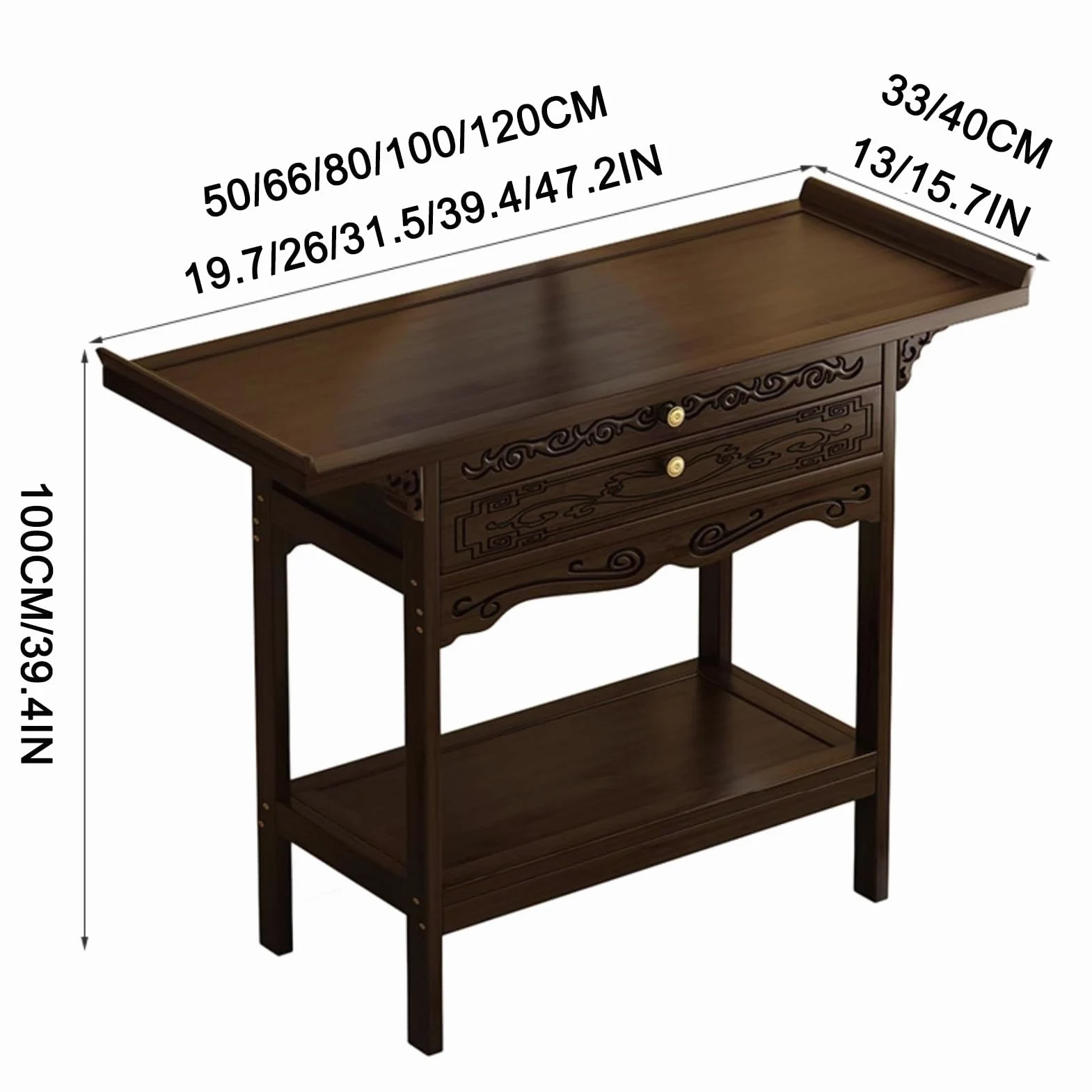 Table D'autel Personnelle, Meubelen D'autel, Table D'Autel Bouddhiste, Armoire D'Autel avec Un Grand Bureau, des tiroirs rétractables, pour Les Bougies, L'Encens, Les Plantes(50*33cm/19.7*13in)