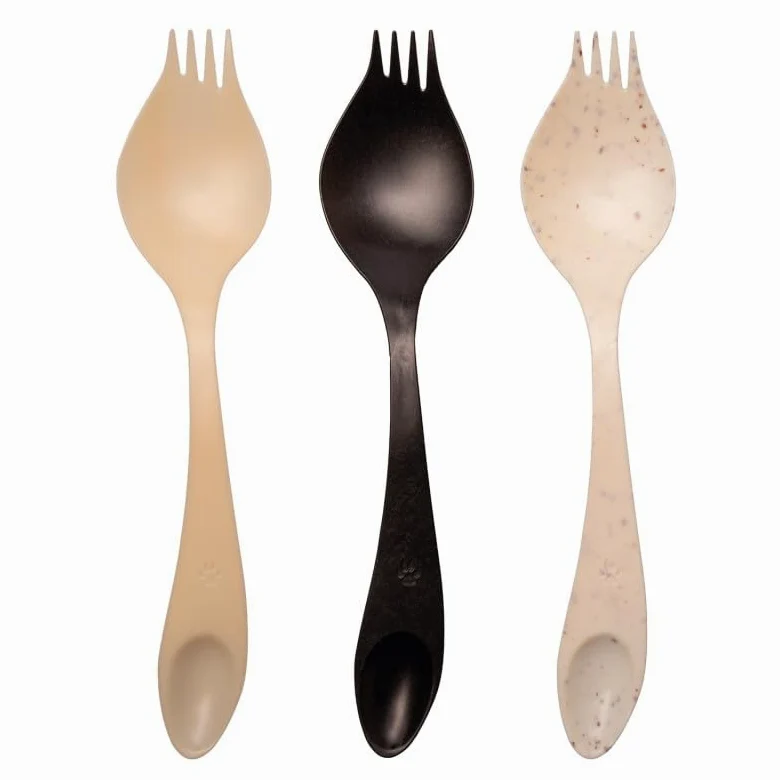 Cuillère fourchette Georgette végétale - Lot de 50 - Noir charbon - 16 cm