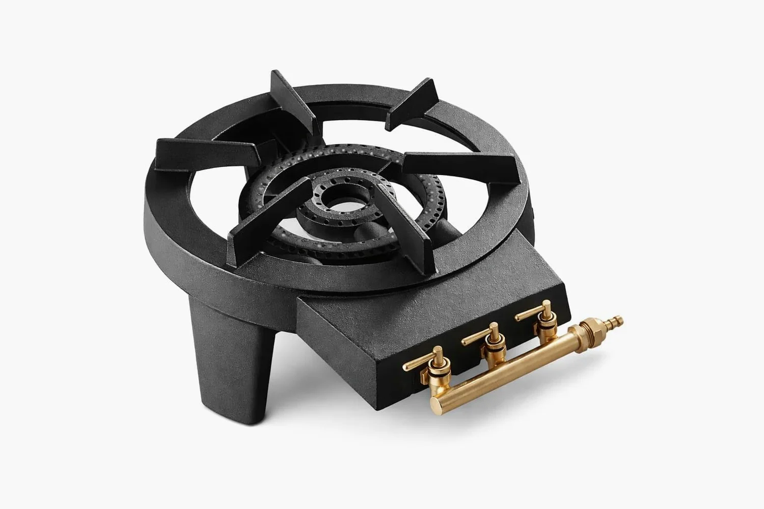 Réchaud à Gaz en Fonte Véritable 9kW Noir – 2 Brûleurs Puissants pour Grands Volumes – 3 Pieds Robustes, 3 Robinets en Laiton – Cuisson Extérieure Camping, Fête, Grosse Marmite, Alambic, Stérilisation