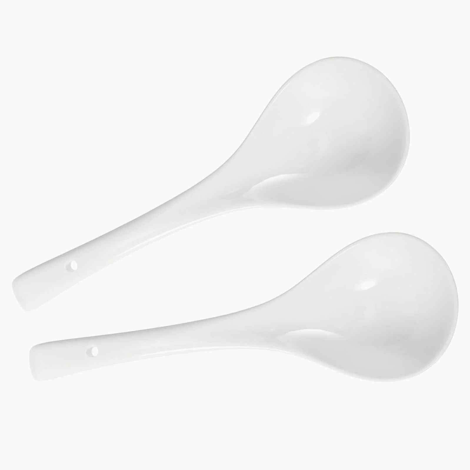 Homoyoyo Cuillères à Soupe en Céramique Blanche Manche Long et Épais, Porcelaine Fine et Lisse, Faciles à Nettoyer, Maison Hôtels, Lot de 2 Pièces