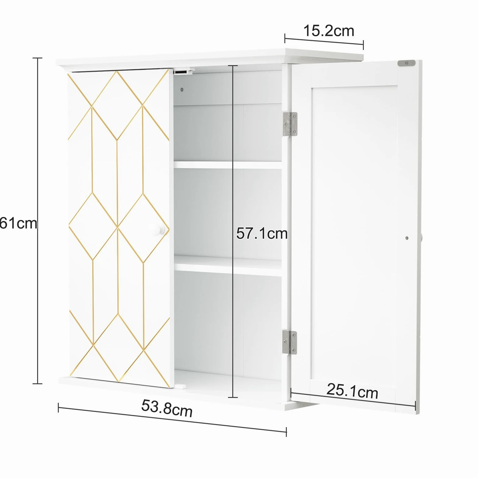 HOLTICO Armoire à pharmacie suspendue - Armoire murale de salle de bain - Armoire murale avec étagère réglable - Blanc - Armoire autonome pour cuisine, salle de bain, chambre à coucher
