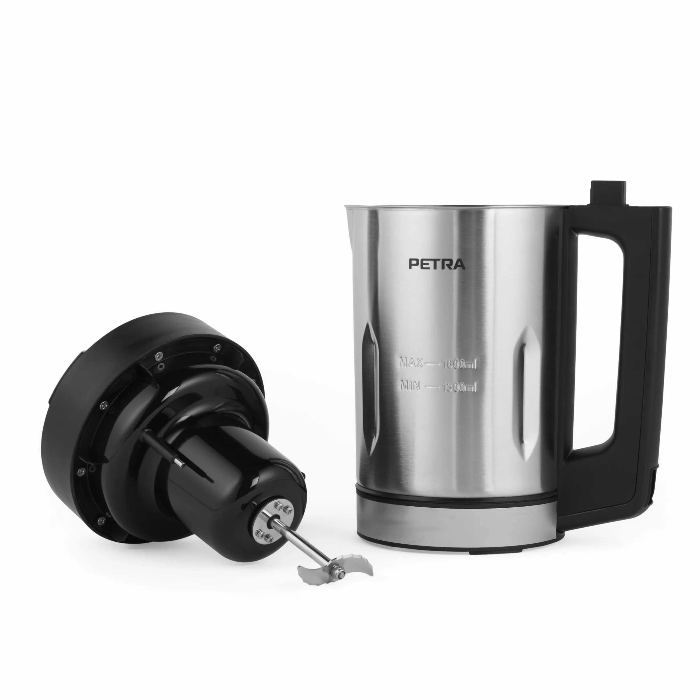 Petra Blender Chauffant Soupe et Mixeur 900W, Machine à Soupe 1.6L, Mixeur Soupe 5 Programmes avec Écran Digital, Soupe Maker Automatique avec Maintien au Chaud, Argent/Noir
