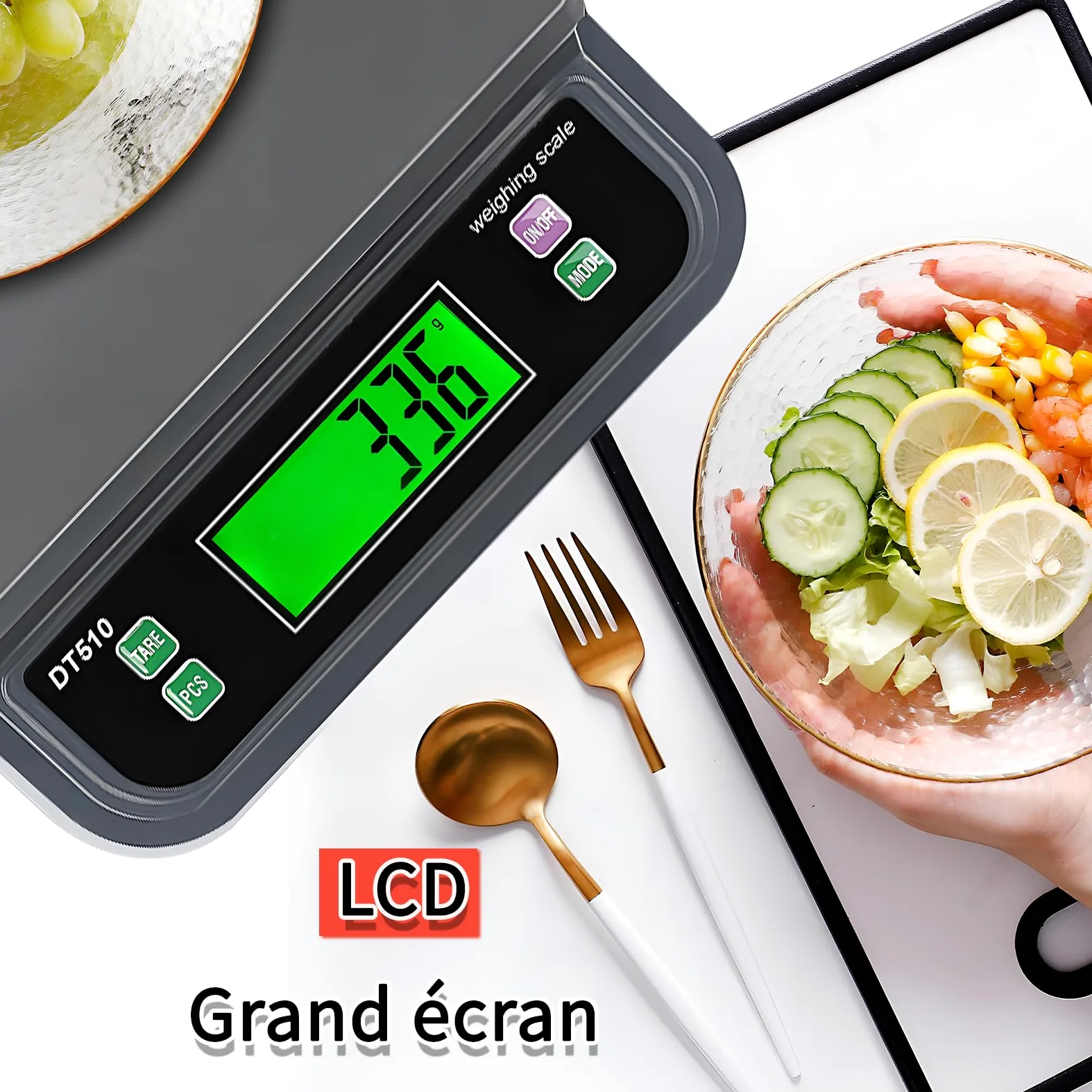 Balance de Cuisine, 30kg/1g pèse Aliment Cuisine Precis, avec PCS et Tare Fonction Professionnelle Balance Cuisine Boulangerie, 6 Unités g,oz,LB,kg,TL,CT avec Écran LCD Électronique Balances