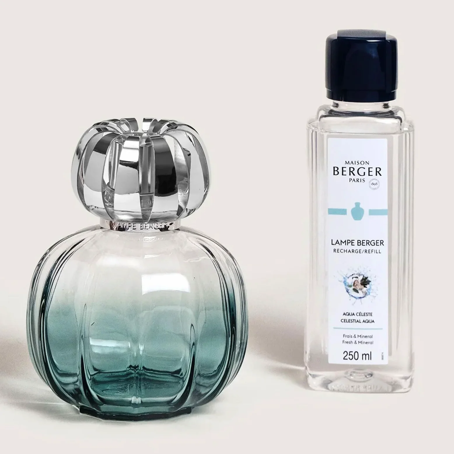 MAISON BERGER - Coffret Lampe Berger Corali avec Recharge Parfum 250ml, Prête à l'emploi - Parfume et Purifie - Diffusion Fine, Homogène et Longue Durée (Vert)