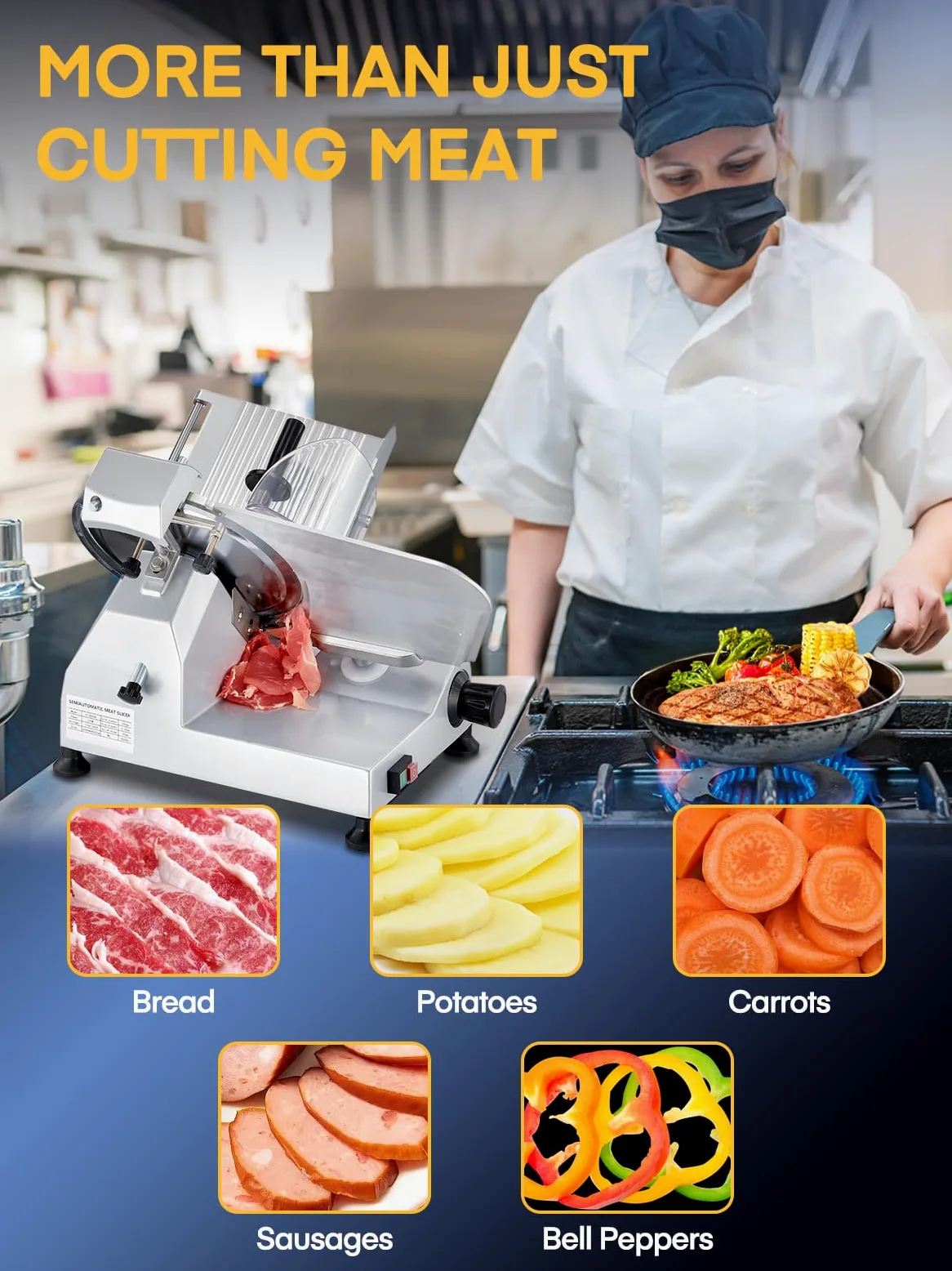 240W Trancheuse Électrique Commerciale à viande Trancheuse à Jambon Lame 254 mm 350-400 tr/min Trancheuse Charcuterie avec Lame en Acier Inoxydable pour Couper en Tranches Viande Fromage Légumes