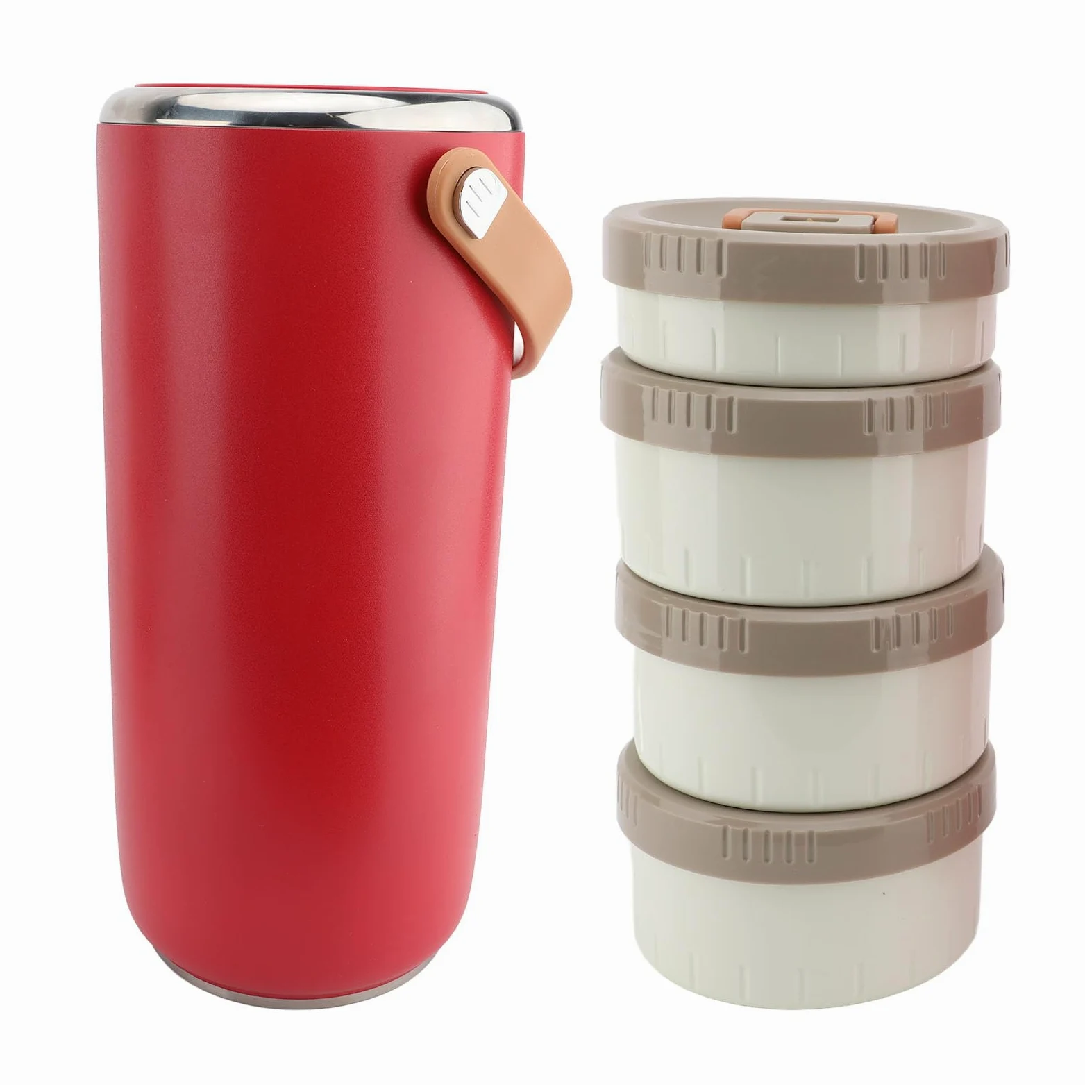 Pot Alimentaire isolé en Acier Inoxydable 3,4 L, Récipient (rouge) | Intérieur en Acier Inoxydable 304, Rétention de Chaleur de 6 à 8 Heures, Poignée Portable pour le Déjeuner, la Soupe et les