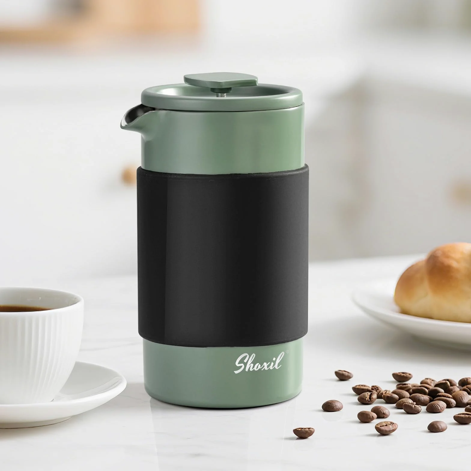 French Press Thermo – 350ml Stainless Steel Coffee Press, 2 Cup Cafetiere for Ground Coffee, Portable French Press