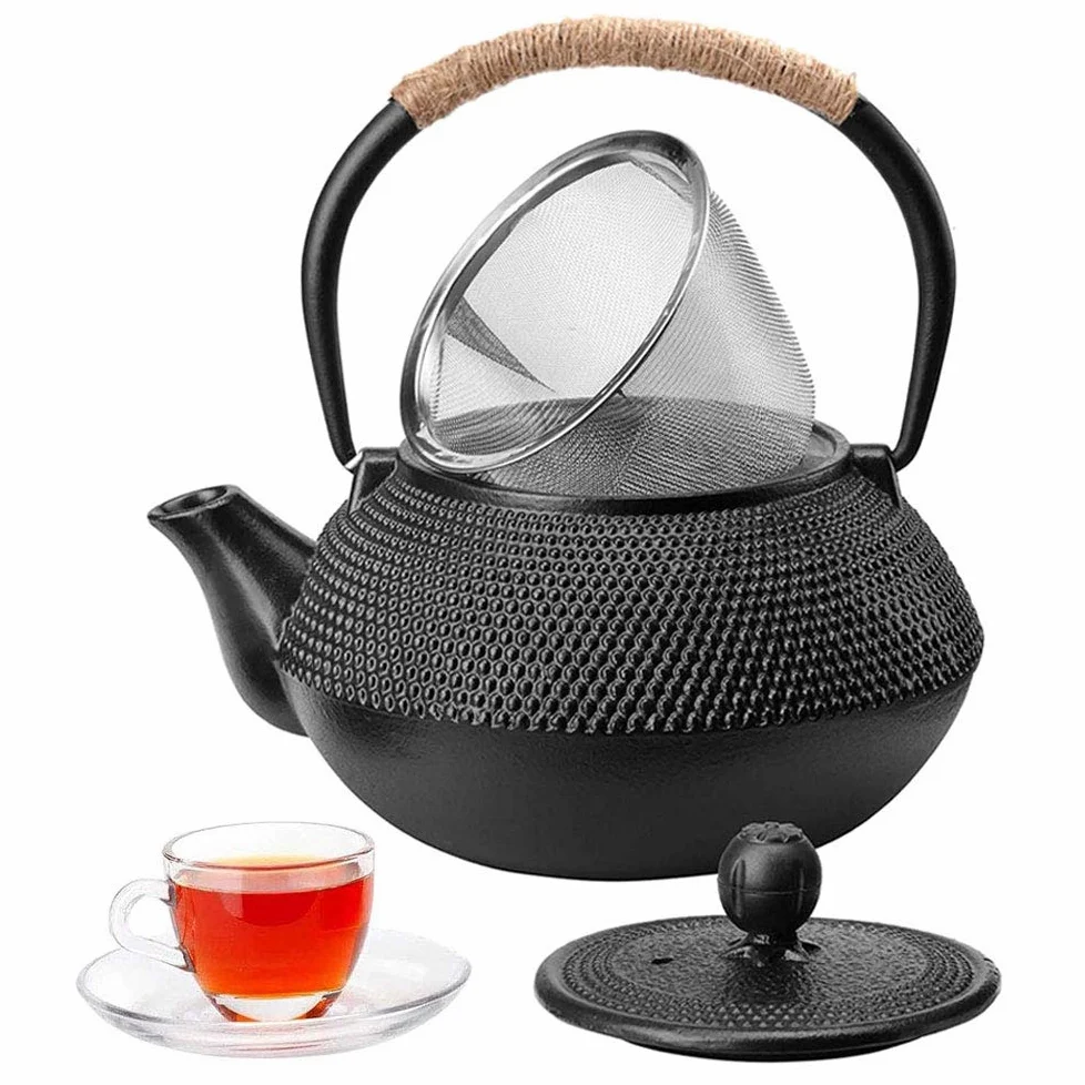 HwaHan Théière japonaise en fonte avec infuseur pour thé en vrac, bouilloire en fonte, 600 ml