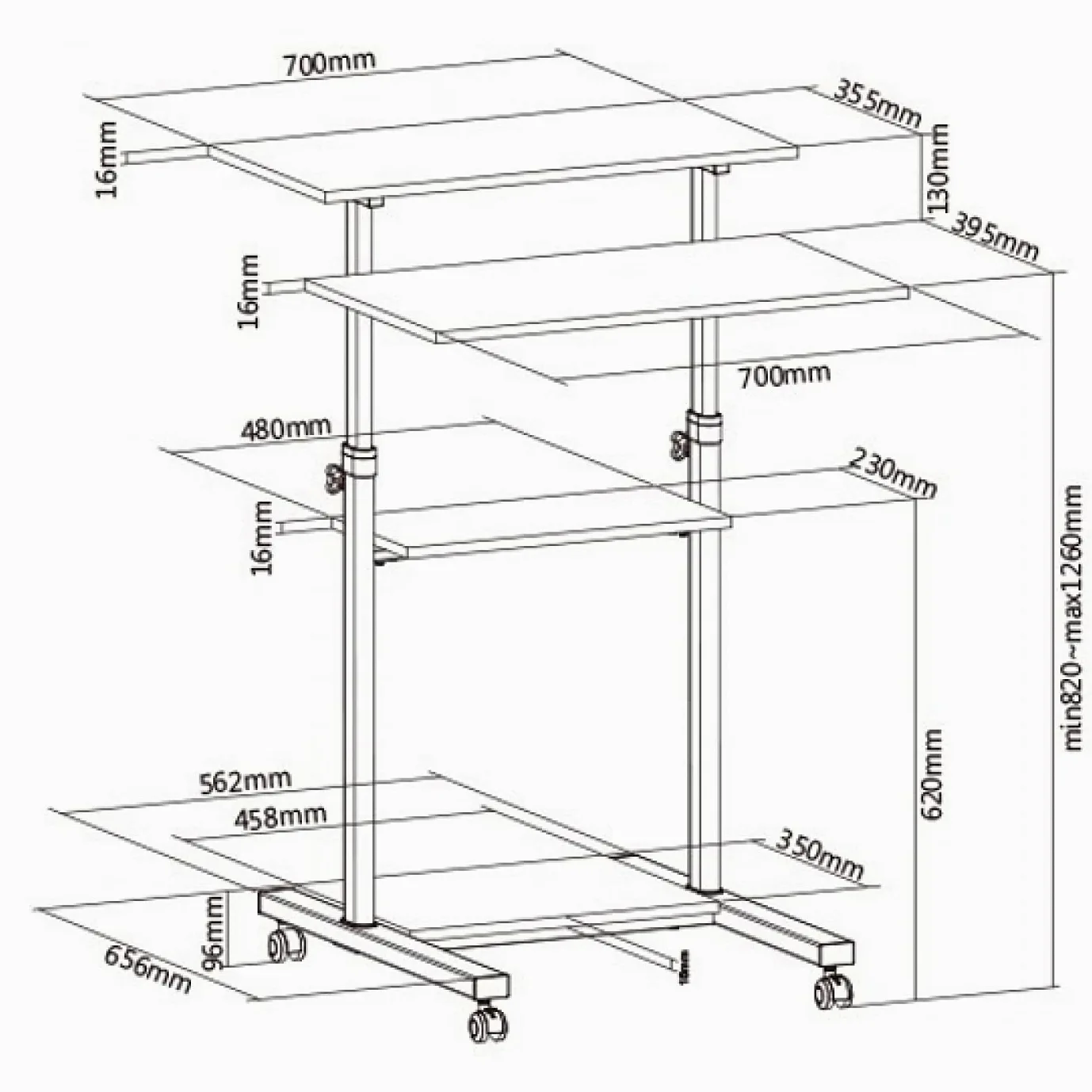 VDD Bureau Assis Debout Table d'ordinateur Portable Poste de Travail - lutrin lutrin - Mobile