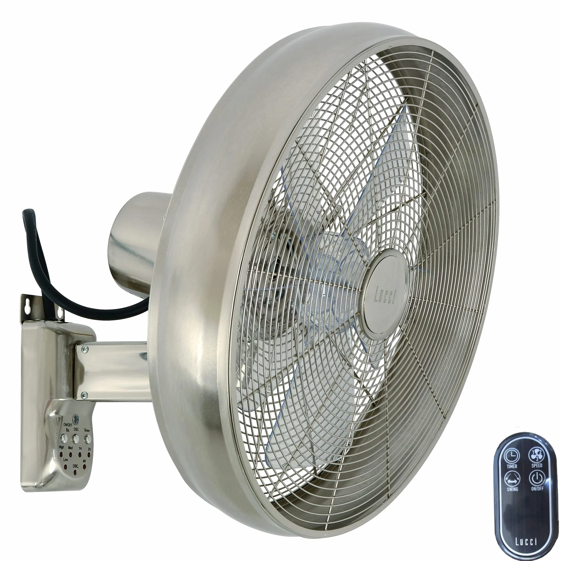LUCCI AIR Ventilateur mural Breeze avec télécommande, ventilateur mural pivotant automatique, Ø 46 cm, acier