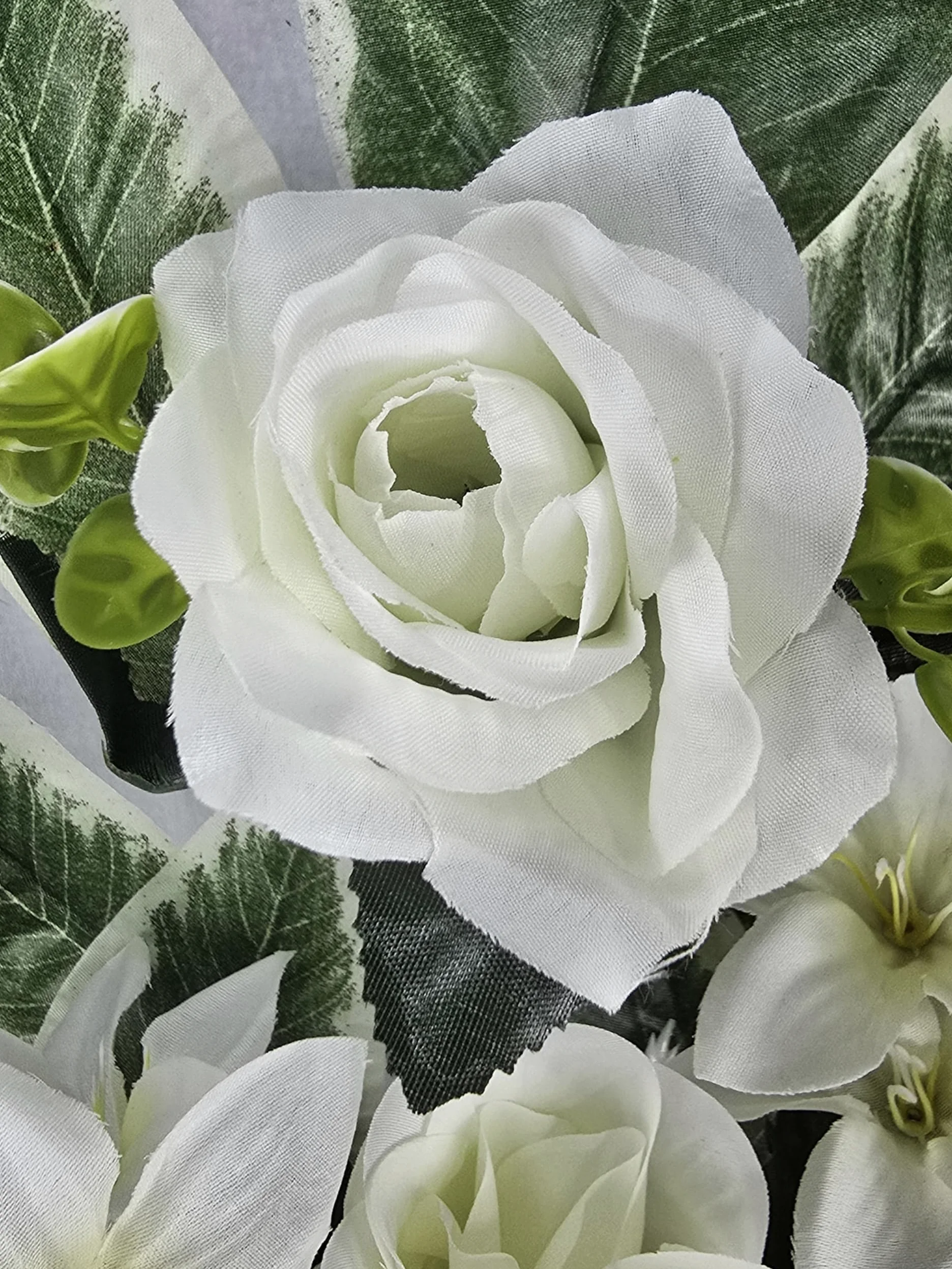 DRW Centre de Fleurs artificielles cimetière processions, églises, Mariages ou tombes, Blanc 54 x 20 x 60 cm