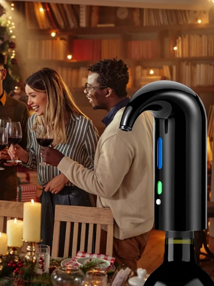 Aérateur de vin électrique – Bec verseur automatique rechargeable par USB pour une meilleure oxydation – Pompe à décanter portable