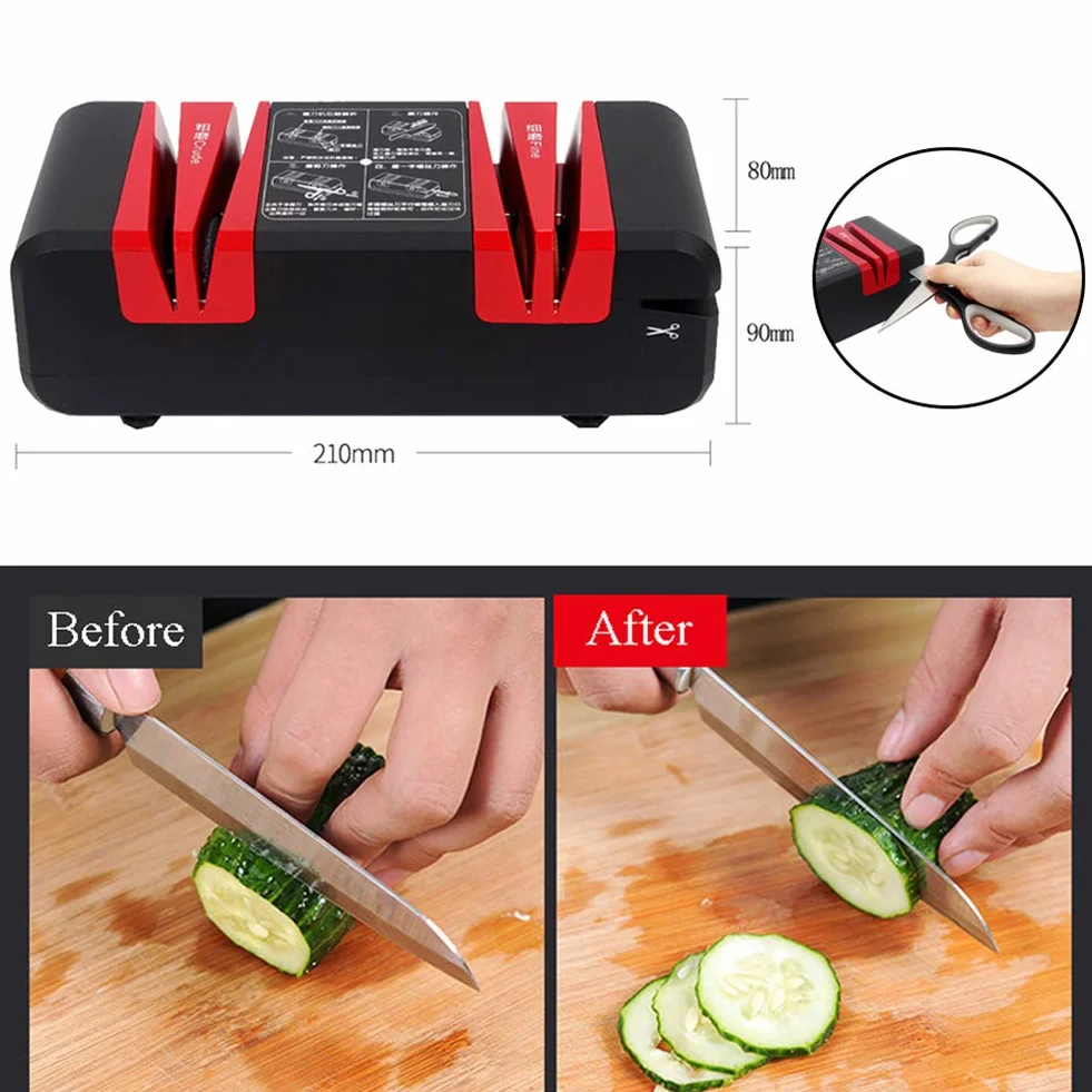 Aiguiseur de Couteaux Electrique, Chef Choice, Eguiseur de Couteau Professionnel, Revêtement Diamant, Base Antidérapante, 3 en 1 Aiguiseur pour Couteaux de Cuisine, Ciseaux, Tournevis (Noir)