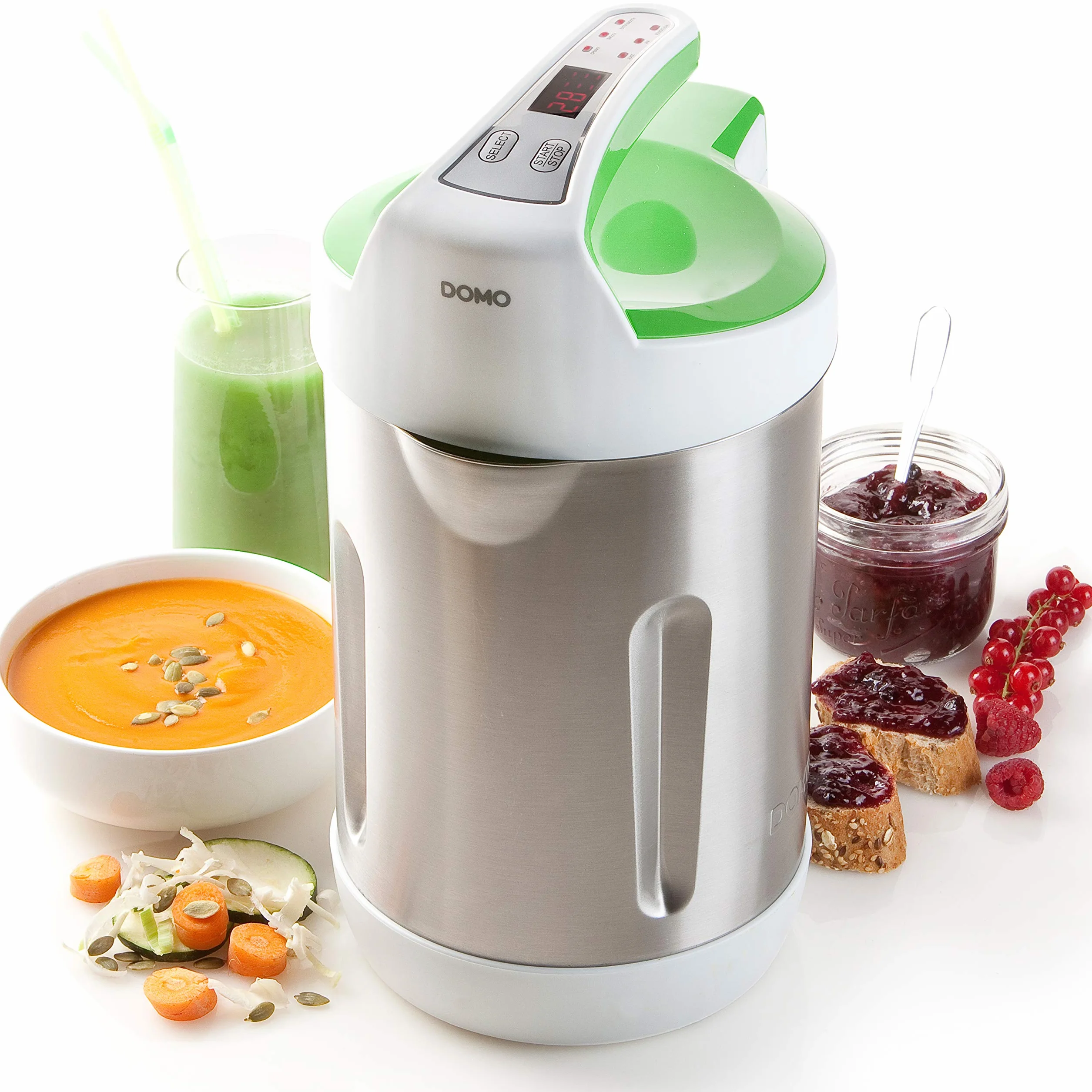 DOMO DO705BL Blender mixeur - Soupe maker avec 6 programmes - Extra smooth, Chunky, Juice, Jam et Clean - LED - 2L