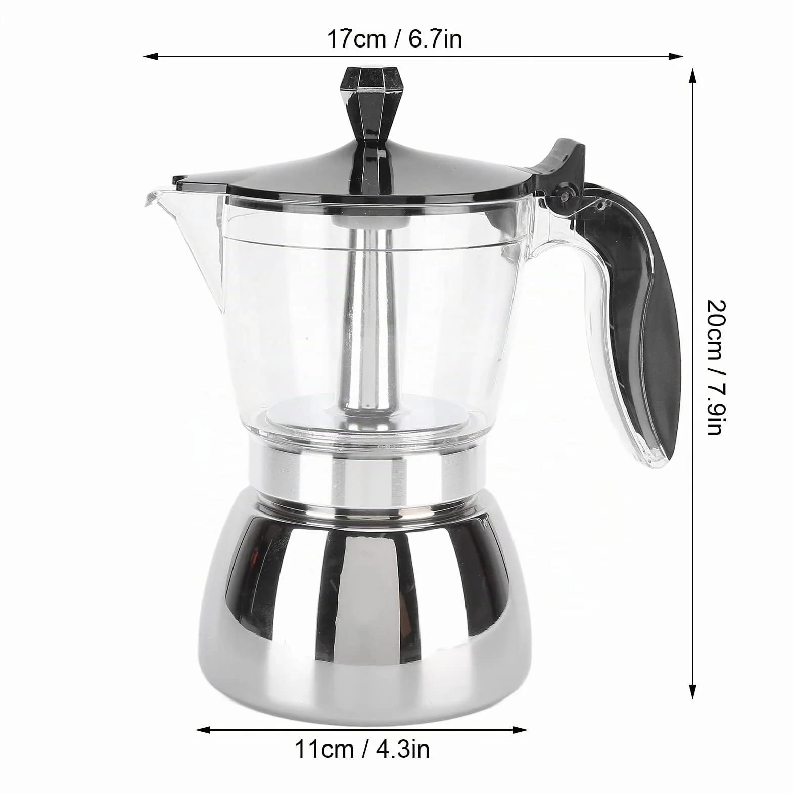 6 Tasses Cafetière en Acier Inoxydable, Cafetière Italienne Octogonale de Brassage de Café Moka