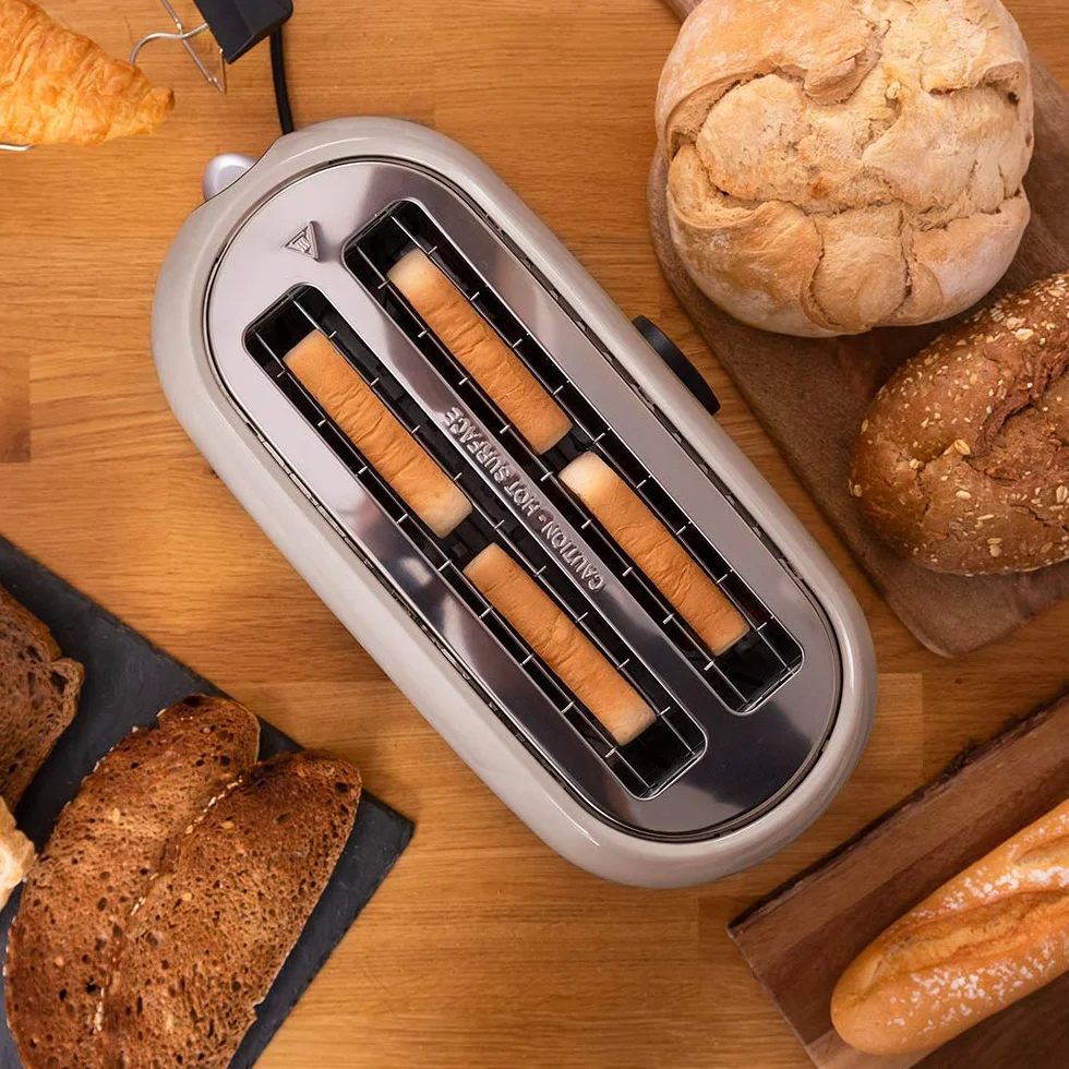 Cecotec Grille-pain numérique ClassicToast 15000 Beige ExtraDouble. 1500 W, 2 fentes très longues et larges, 3 fonctions préconfigurées