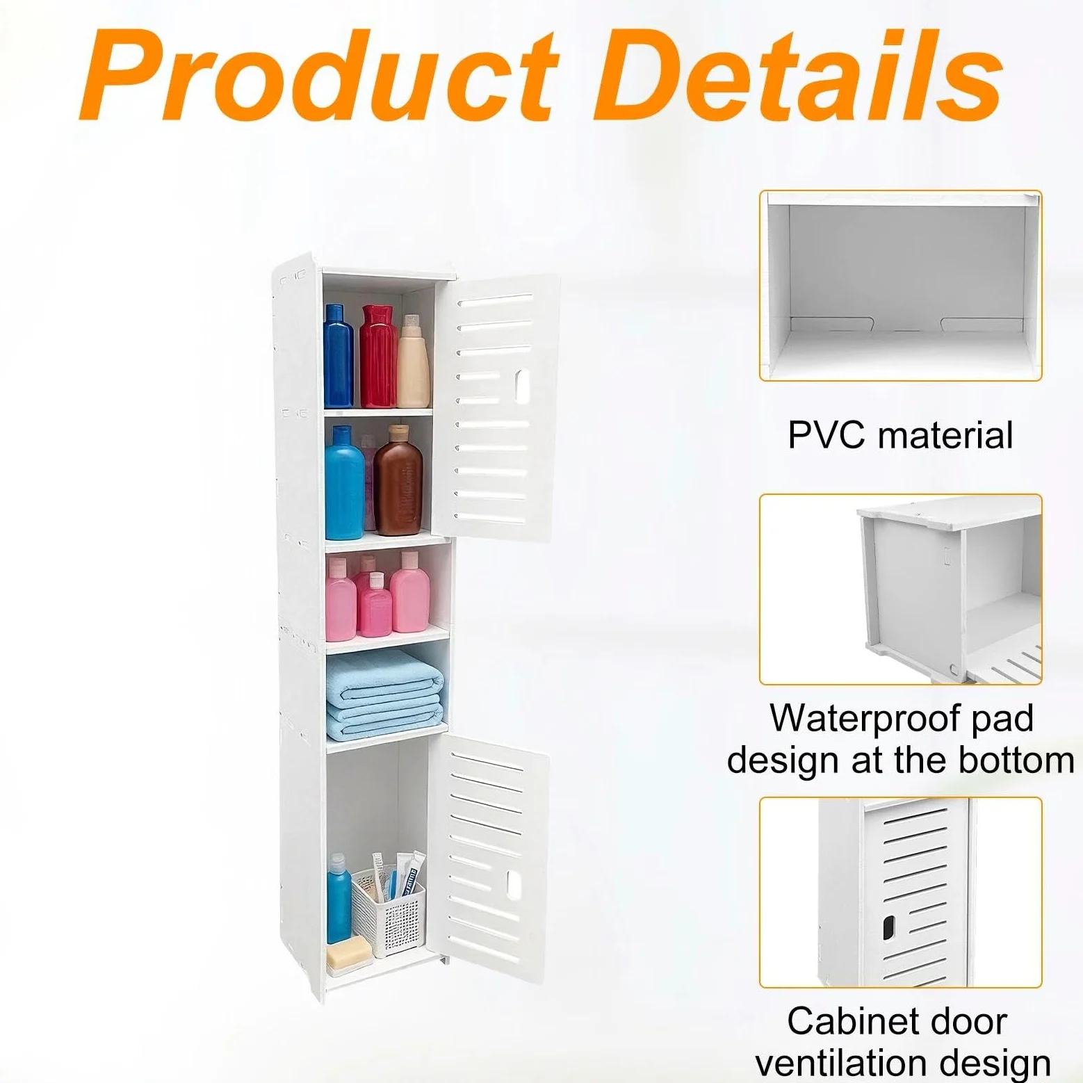 Chiluxendo Blanc Armoire Salle de Bain, Armoire d'angle avec Porte et Compartiment Ouvert, Meuble Toilettes, Meuble de Rangement de Salle de Bain Etroit pour Salle de Bain, Salon, Cuisine(20x18x97cm)