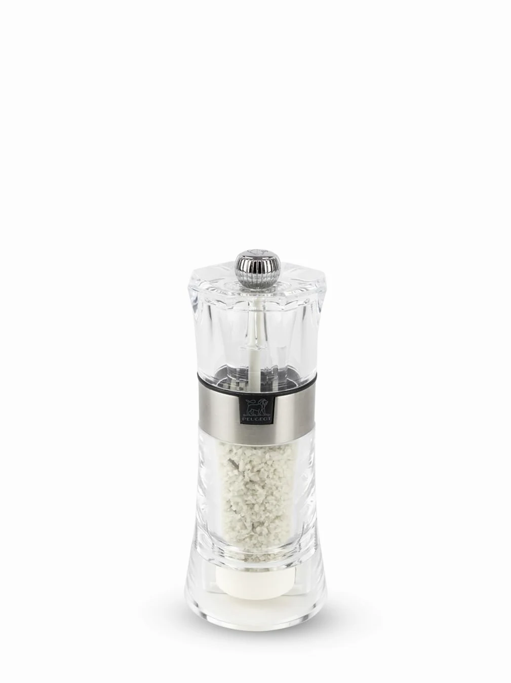 PEUGEOT - Moulin à Sel Humide Oslo 12 cm + Sel Humide Inclus - Réglage Classique - Mécanisme Zirlion Spécial Sel Humide en Céramique - En Acryl et Inox - Fabrication Française