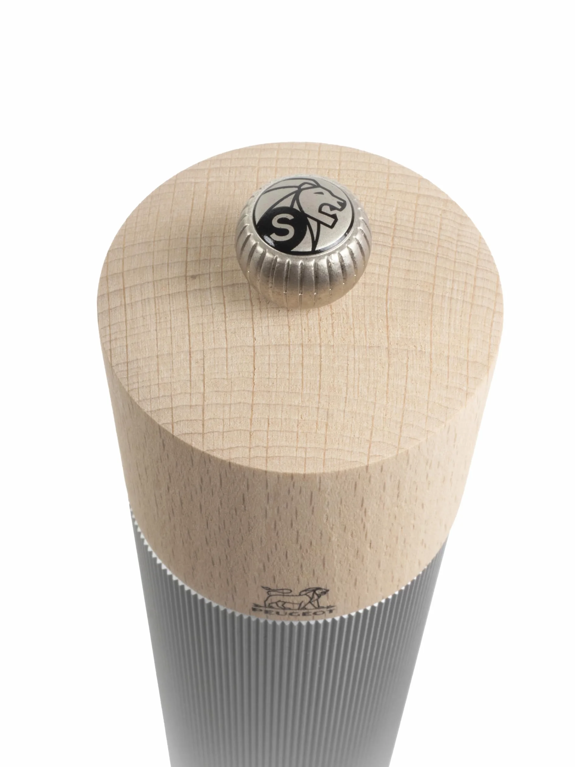PEUGEOT - Moulin à Sel Line 22 cm - Réglage Classique - Innovation Sel Glace, Mécanisme Zirlion - Aluminium et Bois Labellisé PEFC - Fabrication Française - Coloris Naturel