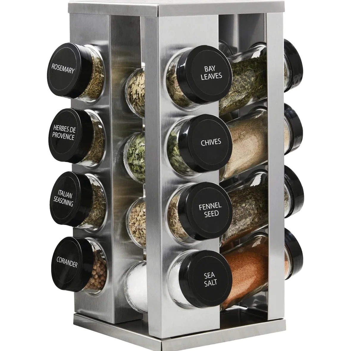 Kamenstein Heritage Étagère à épices pivotante pour comptoir de 16 pots avec recharges d'épices gratuites pour 5 ans