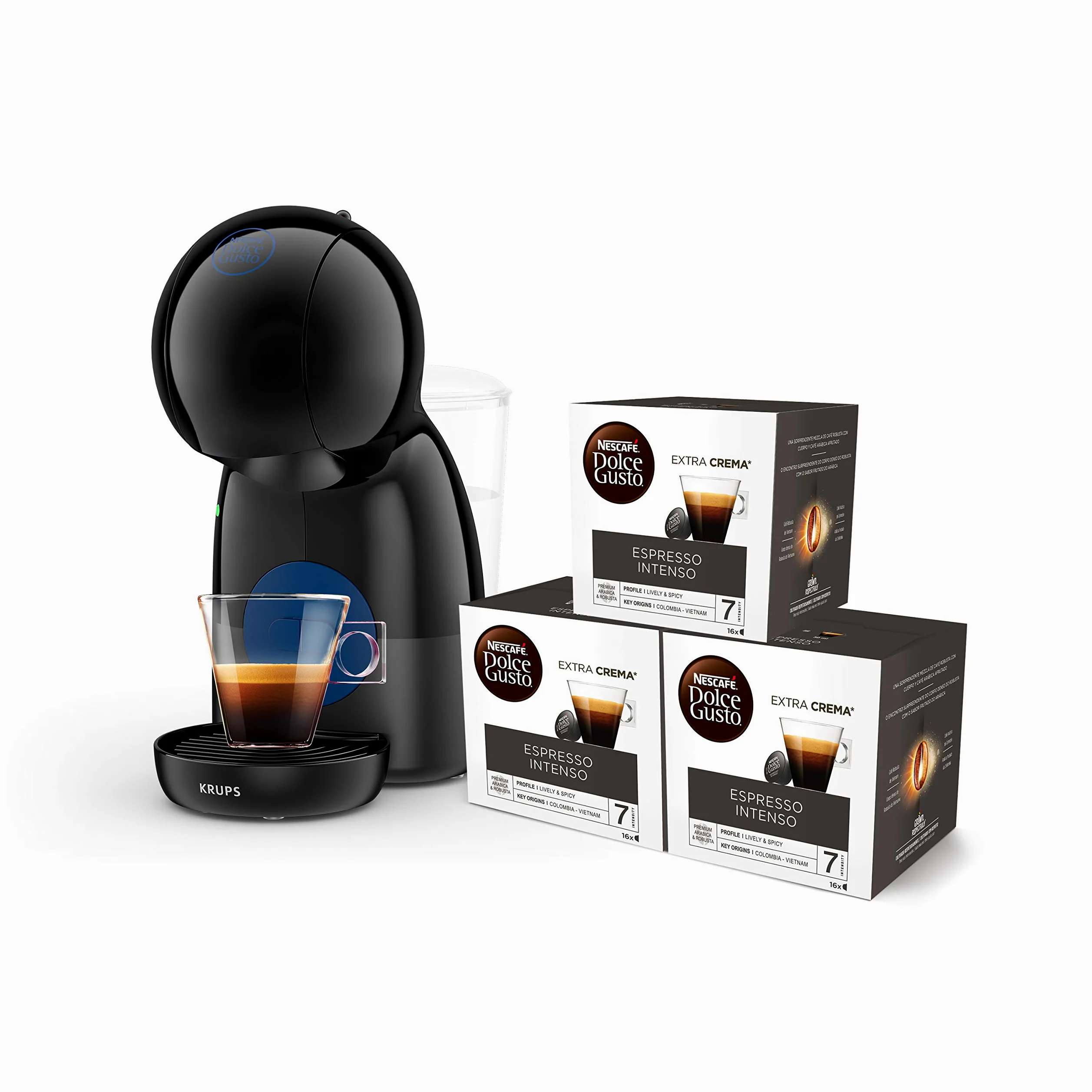Krups Piccolo KP1A05 Nestlé Dolce Gusto 15 Bars et Machine à Café à Capsules de 1500 W avec Réservoir de 0,8 l, Dosettes Unidoses Multi-Boissons Chaudes et Froides, Rouge/Noire