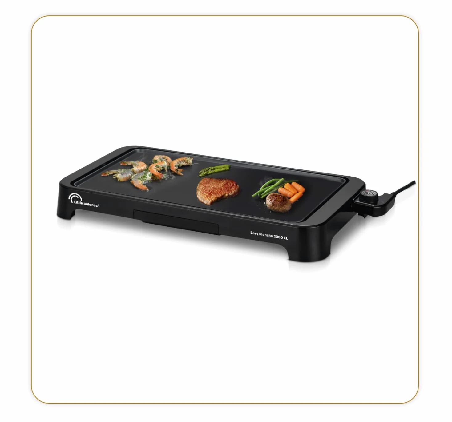 LITTLE BALANCE 8552 Easy Plancha 2000 XL, Plancha électrique 6-8 personnes, Surface de cuisson XXL, Tout type d'aliments, 2000 W, Noir