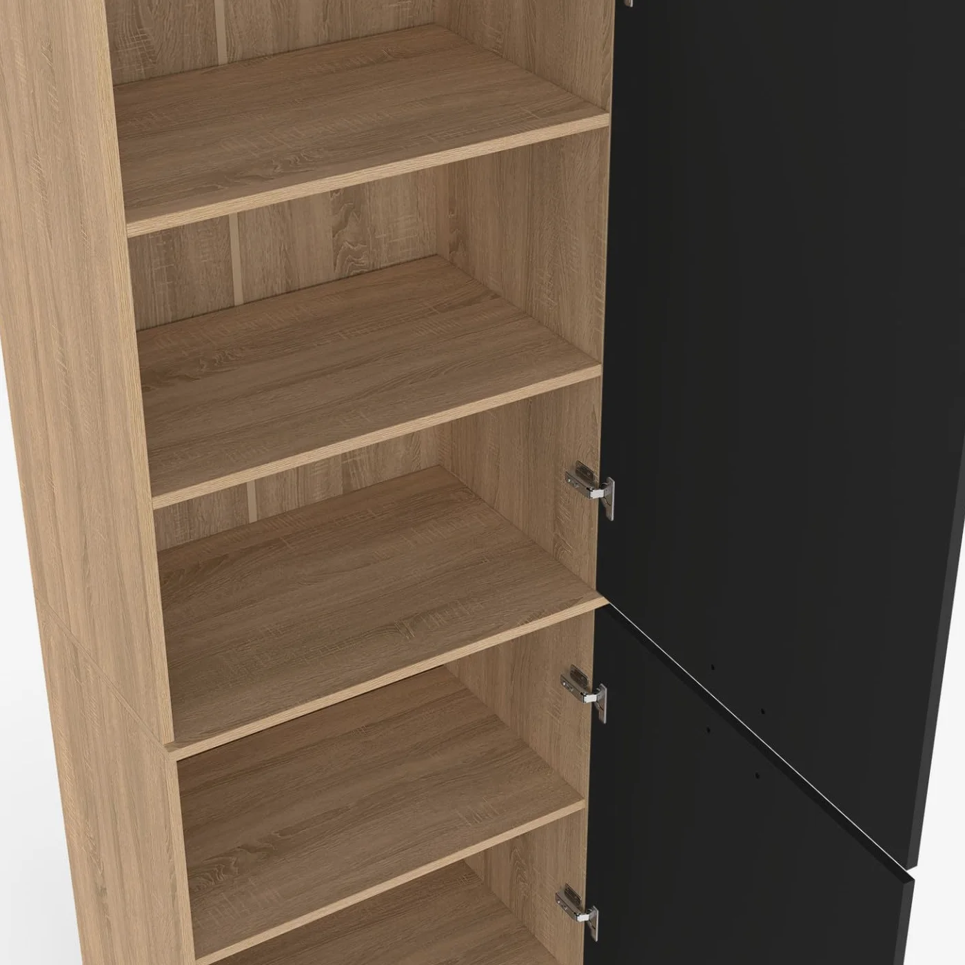 IDMarket - Colonne de Cuisine 60 cm CINA 2 Portes façon hêtre et Noir