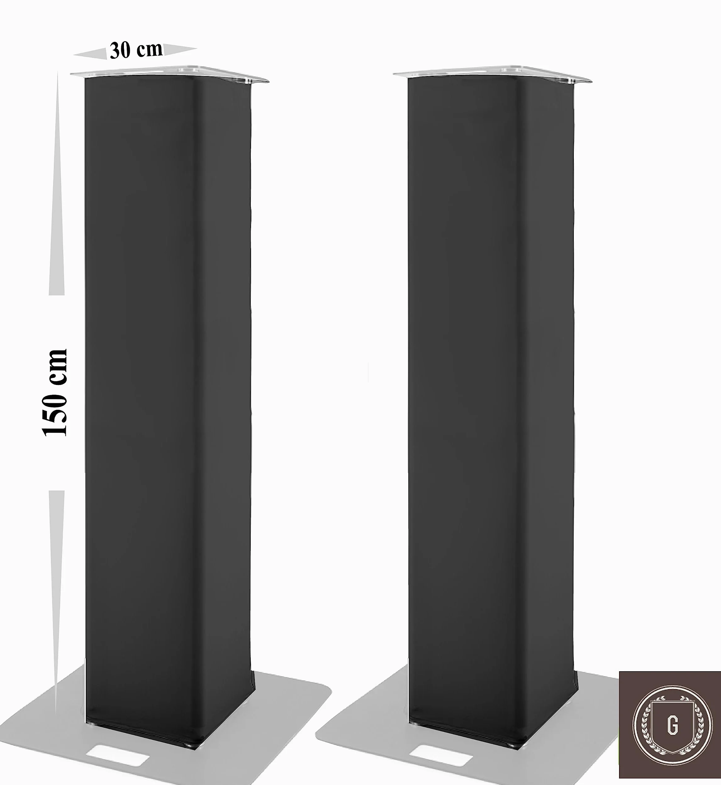 Paire de housse de totem en spandex, truss cover 30x30cm, choix de 4 hauteur (150cm de hauteur, noir)