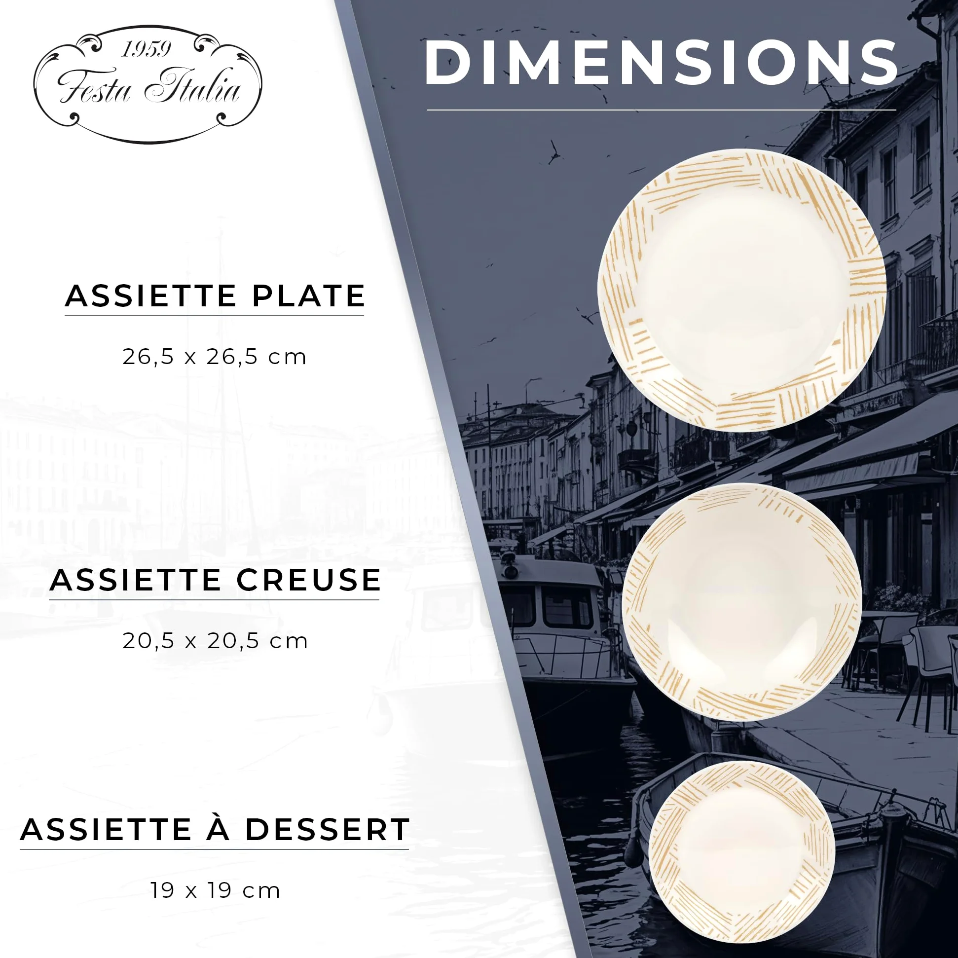 Service Vaisselle 6 Personnes - 18 Pièces - Verre - Assiettes Service de Table - Ensemble Vaisselle de Table Moderne - Assiette et Arts de la Table - Assiettes Plates