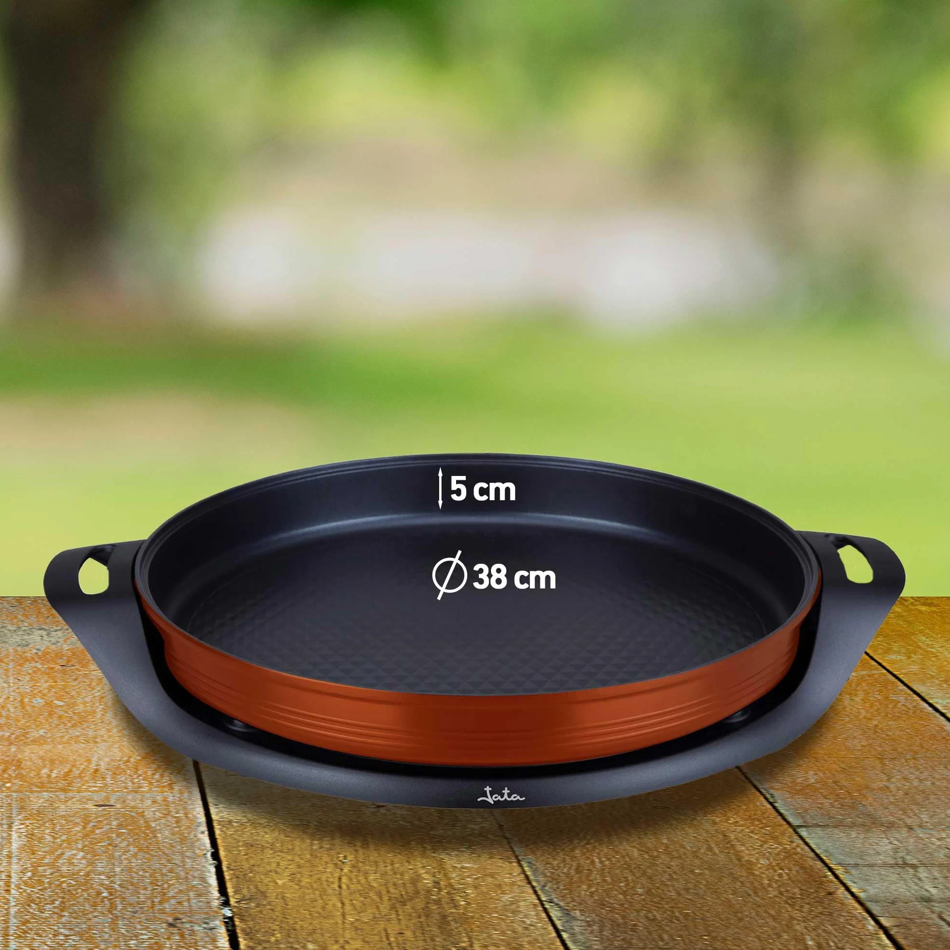 Jata JEPE1639 Poêle à paella électrique anti-adhésive de 38 cm de diamètre et 5 cm de profondeur Chaleur uniforme sur toute la surface 2000 W