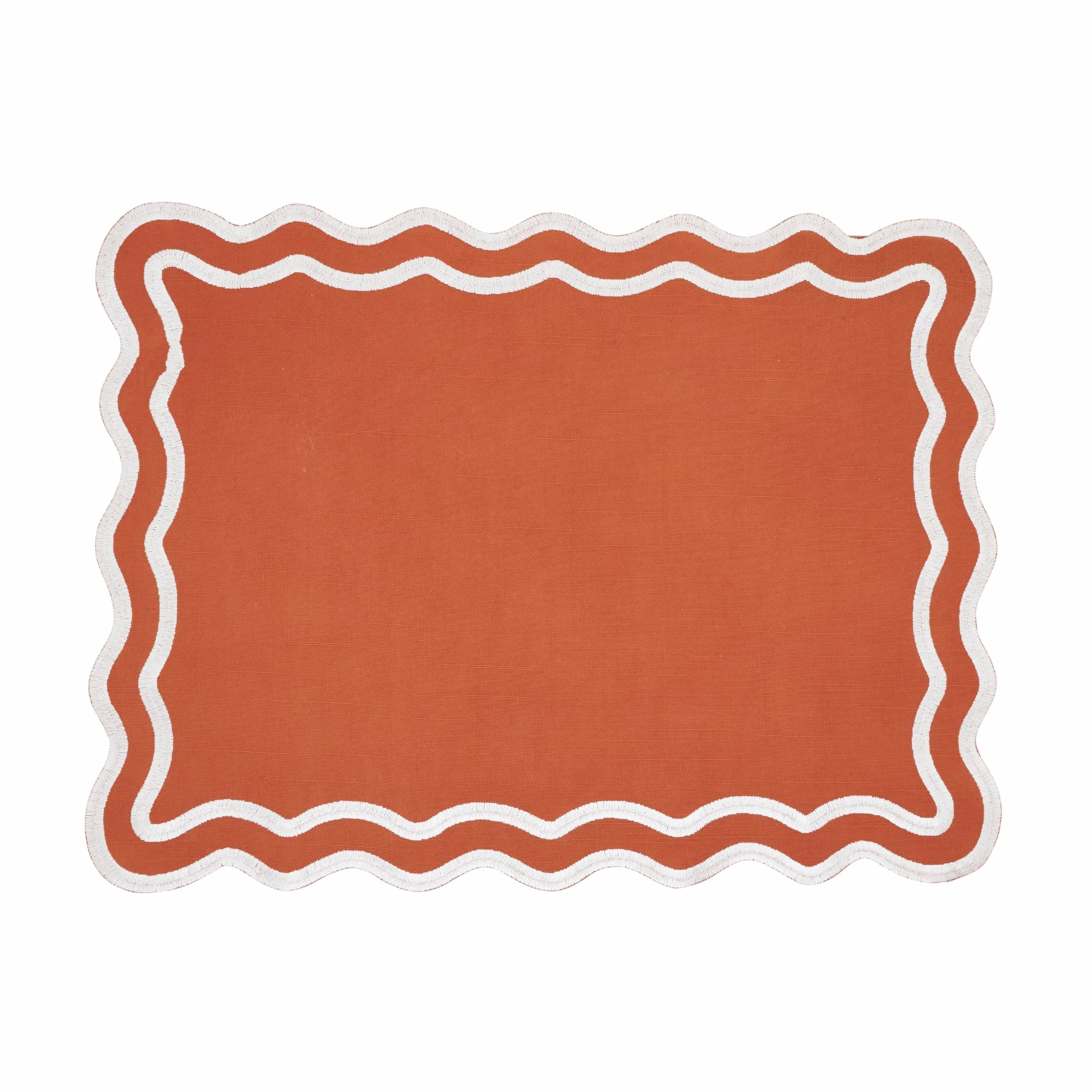 SARO Lifestyle Lot de 4 Sets de Table brodés festonnés – Sets de Table décoratifs en Coton pour Salle à Manger Quotidienne, Divertissement décontracté et Style de Table superposé, 35,6 x 50,8 cm