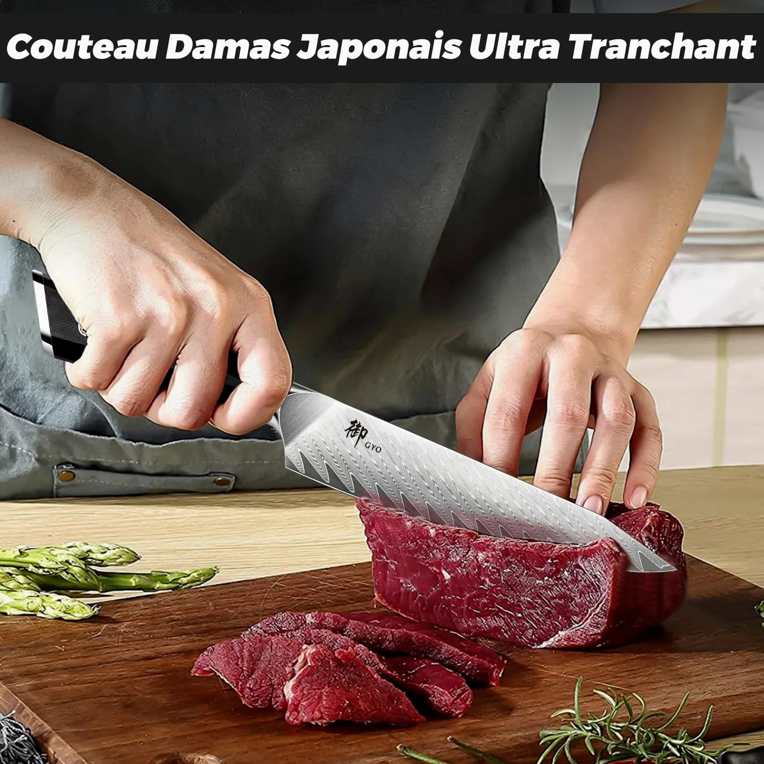 SHAN ZU Couteau Universel 15 cm, Couteau de Cuisine Damas en Acier 10Cr15MoV Japonais, Chef de 6 Pouces, Poignée G10